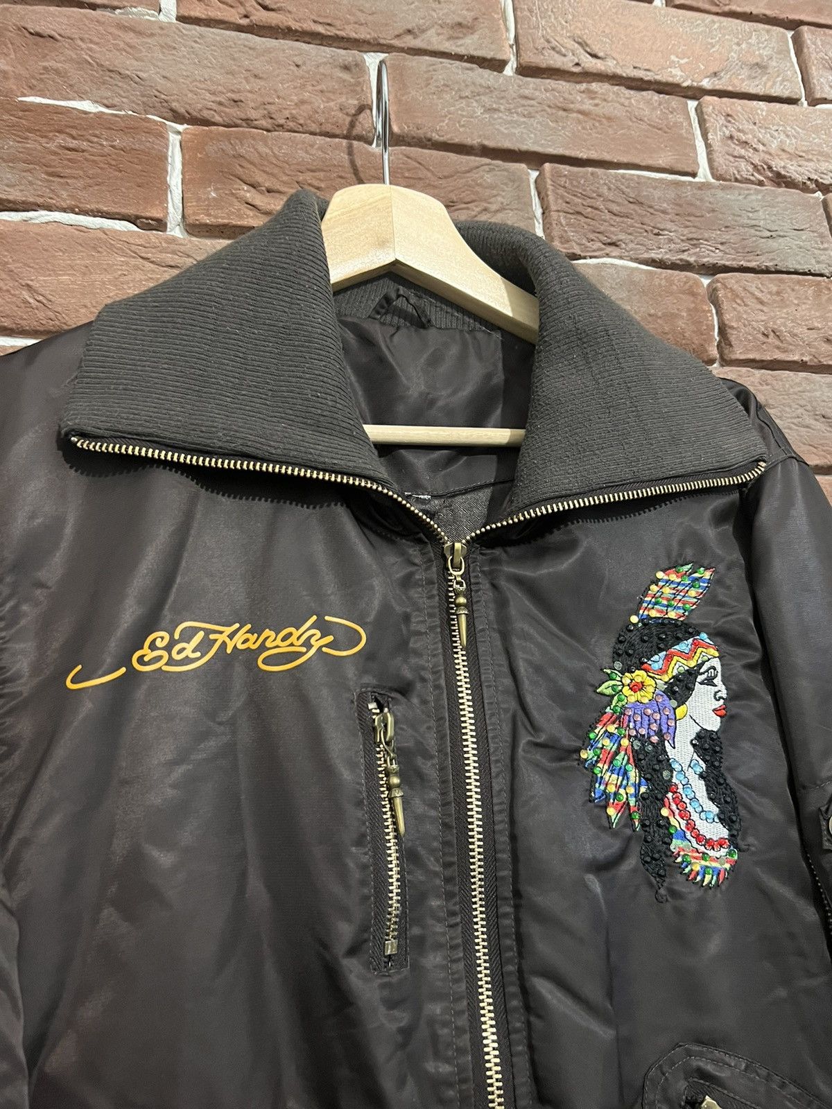 Christian Audigier Ed Hardy Christian Audigier Rare Hype Brown Y2k Jacket Size US M / EU 48-50 / 2 - 4 Thumbnail