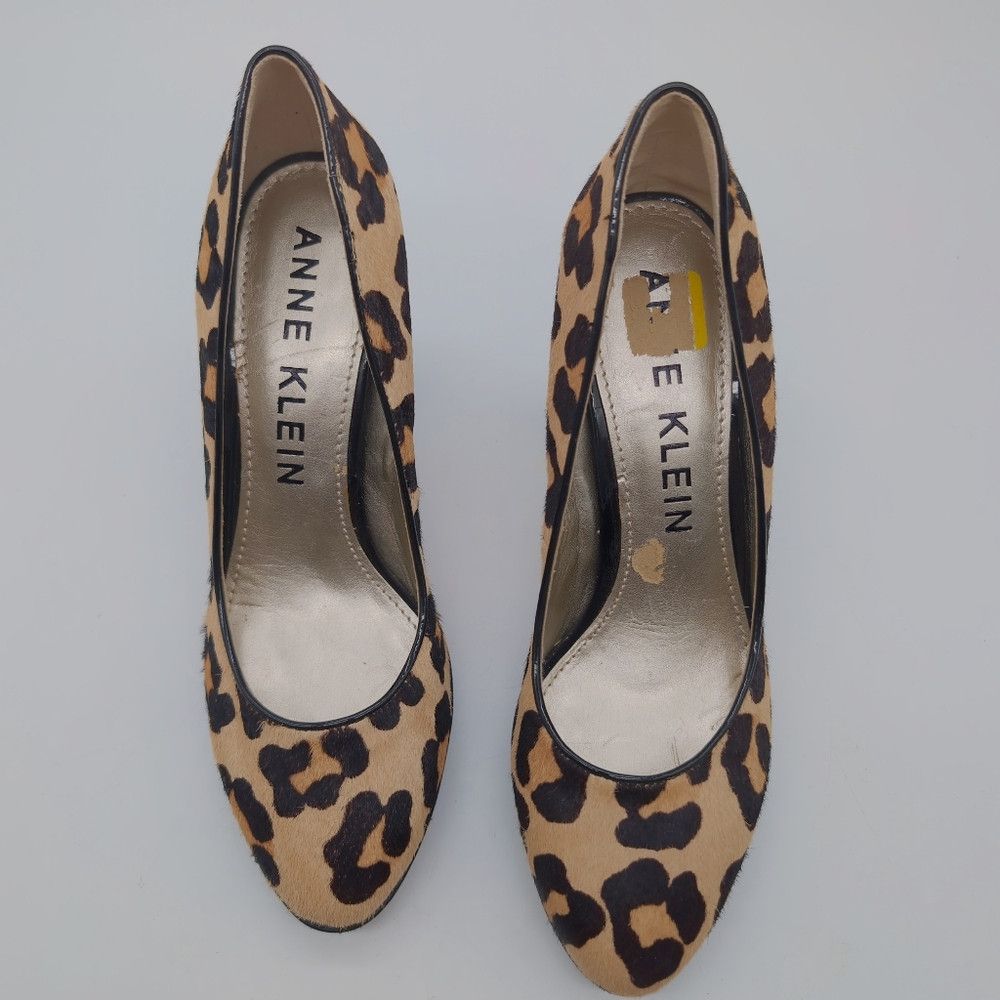 Anne Klein Anne Klein Lolana Leather Fur Leopard Print Heels Sz 8.5 Size US 8.5 / IT 38.5 - 3 Thumbnail