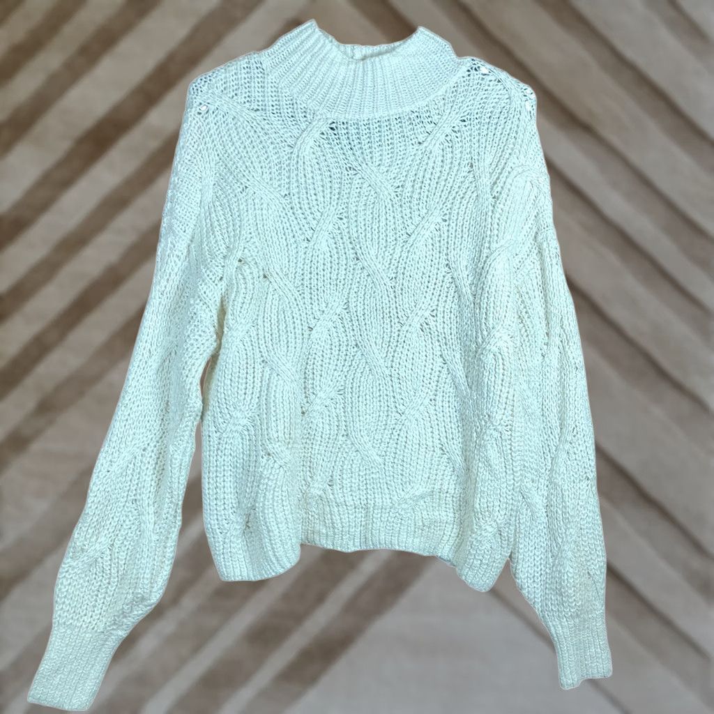 American Eagle Outfitters American Eagle Womens Sweater Cream Mock Neck Knitted Long Sleeve Cotton M Pullover Casual Workwear Boho Preppy 90s? (Please remove uncertain items) Size M / US 6-8 / IT 42-44 - 1 Thumbnail