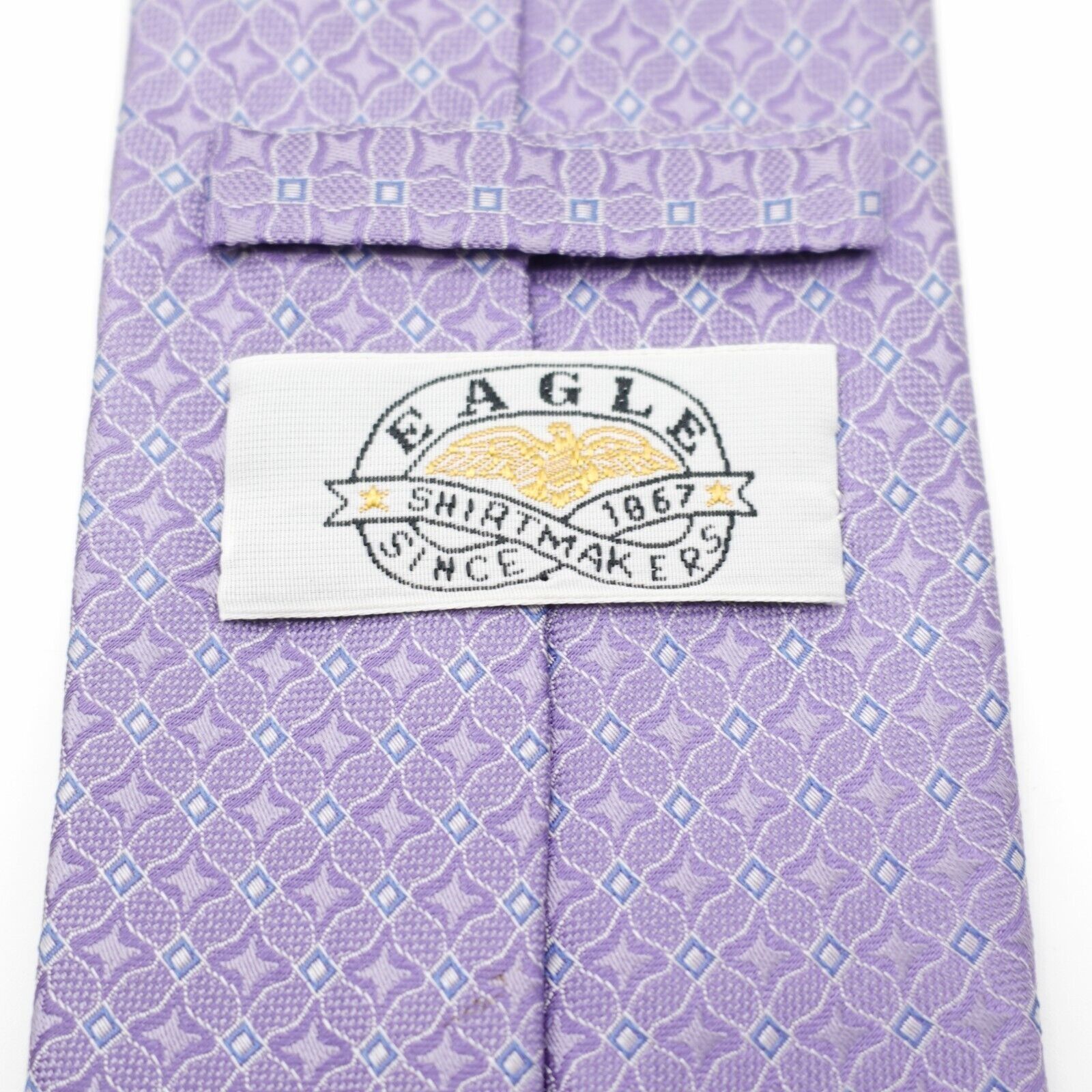 Designer Eagle Shirtmakers Purple Blue Geometric Woven Silk Tie Size ONE SIZE - 3 Thumbnail