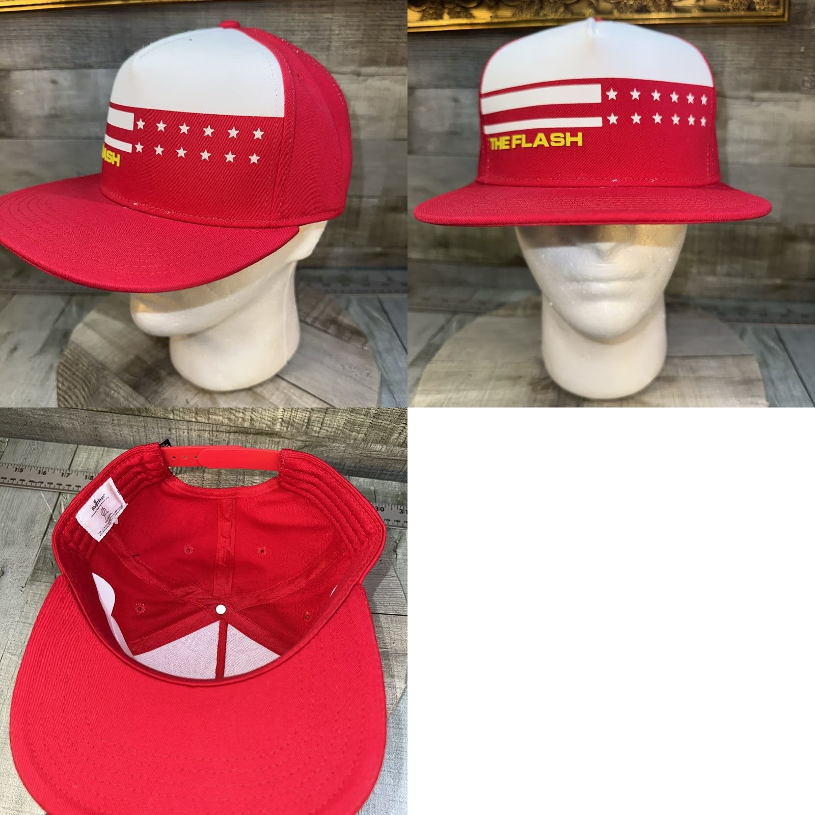 DC Comics VINTAGE DC Comics The Flash Snapback Hat Red White Six Flags Adjustable Cap Men One Size Black? Size ONE SIZE - 8 Thumbnail