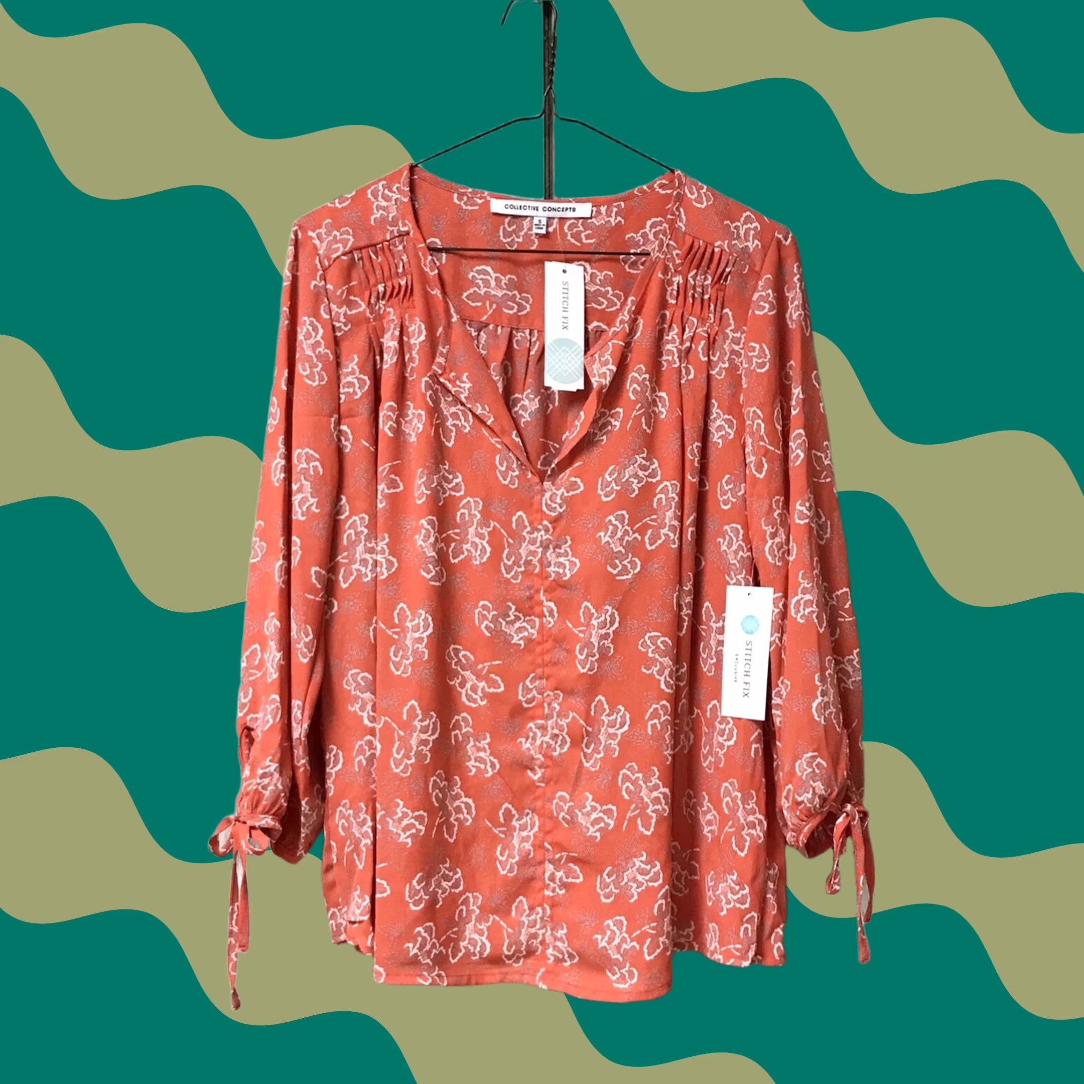 Zimmermann Collective Concepts Women Orange Red Floral Zimmerman 3/4 Tie-Sleeve Top Blouse S Size S / US 4 / IT 40 - 1 Thumbnail