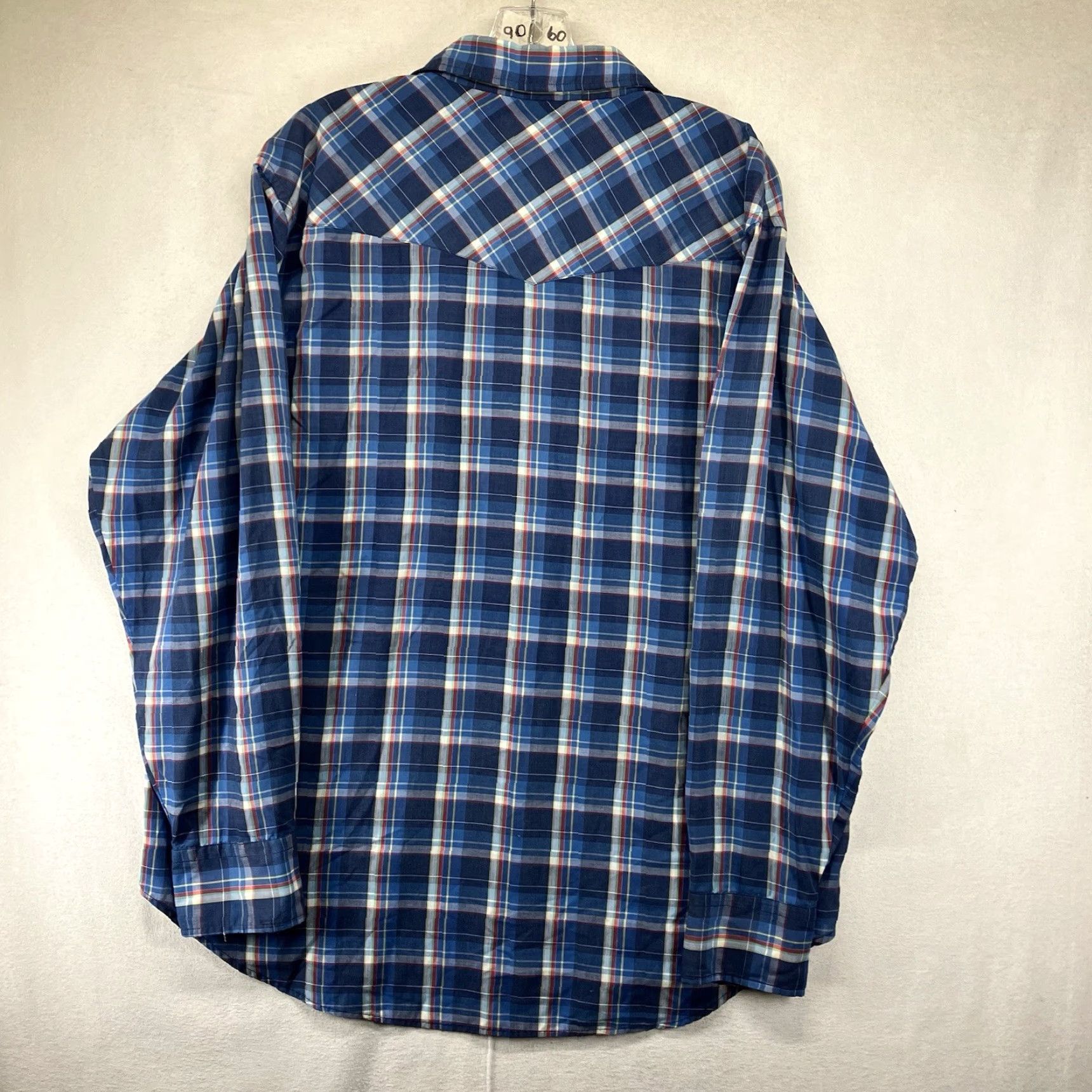 Southern Tide VINTAGE Western Shirt XL Blue Plaid Long Sleeve Pearl Snap 90s Super Thin Mens Size US XL / EU 56 / 4 - 2 Thumbnail