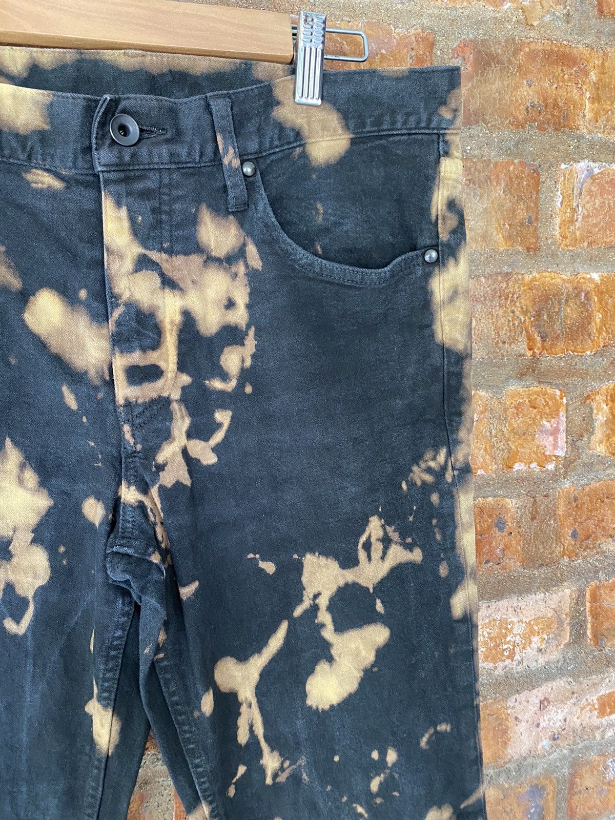 Japanese Brand × KMRii × Shellac SHELLAC Japan Bleach Wash black flare pants Size US 33 - 7 Thumbnail