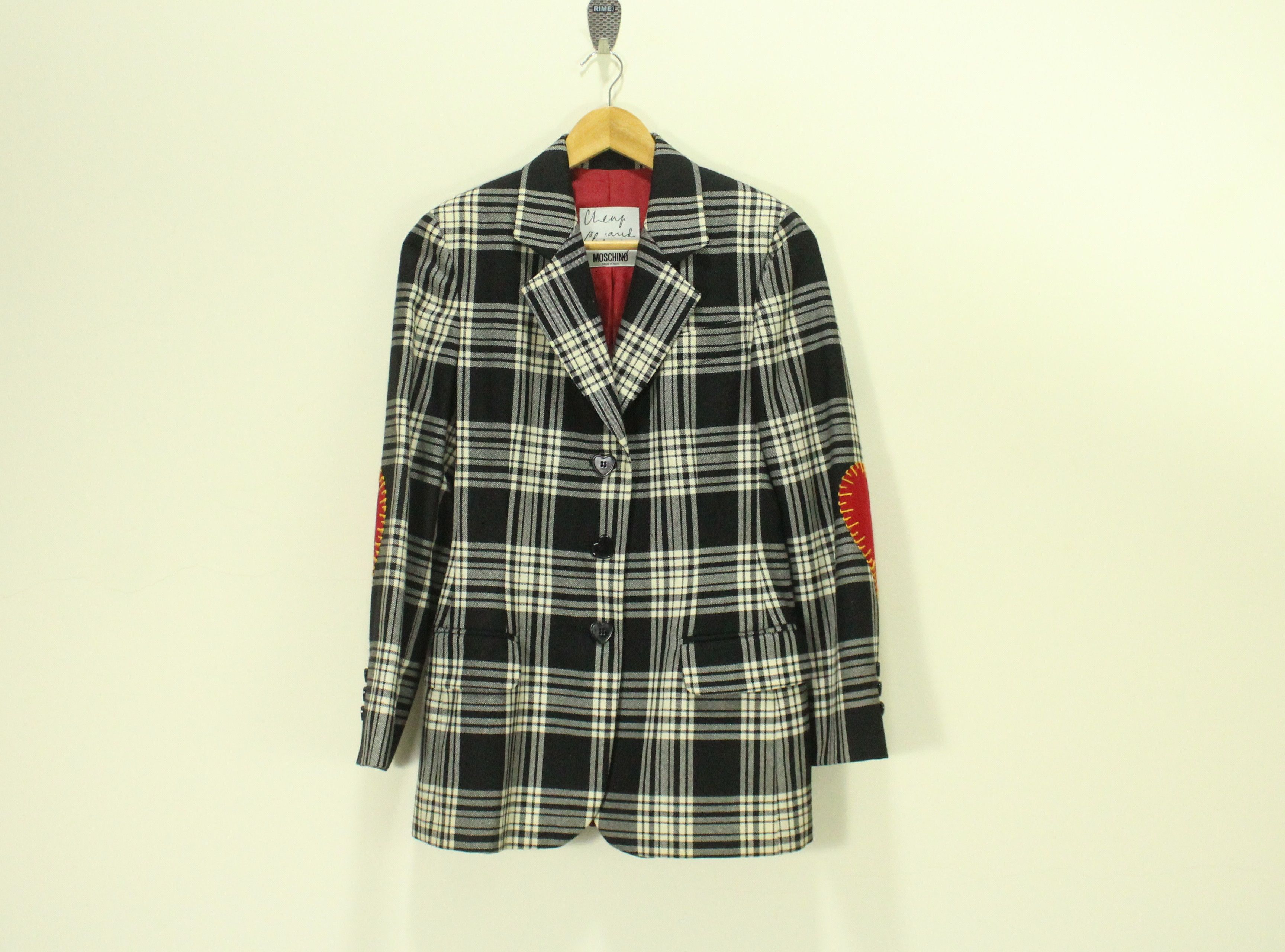 Moschino × Vintage Vintage 90s MOSCHINO CHEAP AND CHIC Jacket Tartan Love Size M / US 6-8 / IT 42-44 - 7 Thumbnail