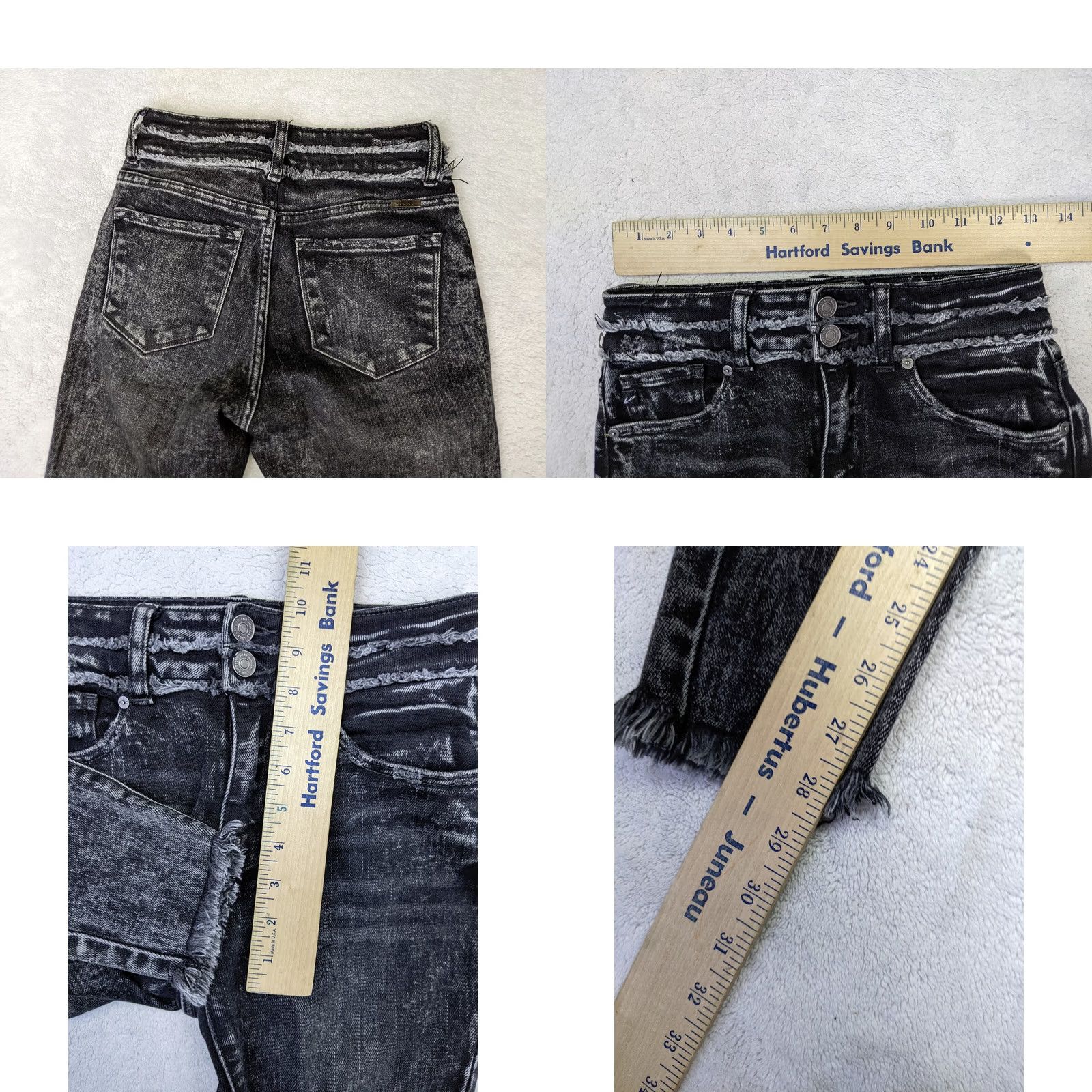 Vintage KanCan Odette Womens 1 24 Black Acid Wash Jeans High Rise Super Skinny Fray Size 26" / US 2 / IT 38 - 8 Thumbnail