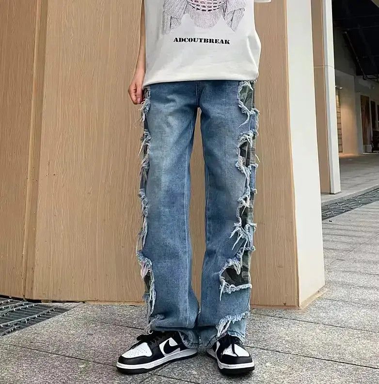 Japanese Brand personal clothing baggy ripped denim trousers Size US 32 / EU 48 - 3 Thumbnail