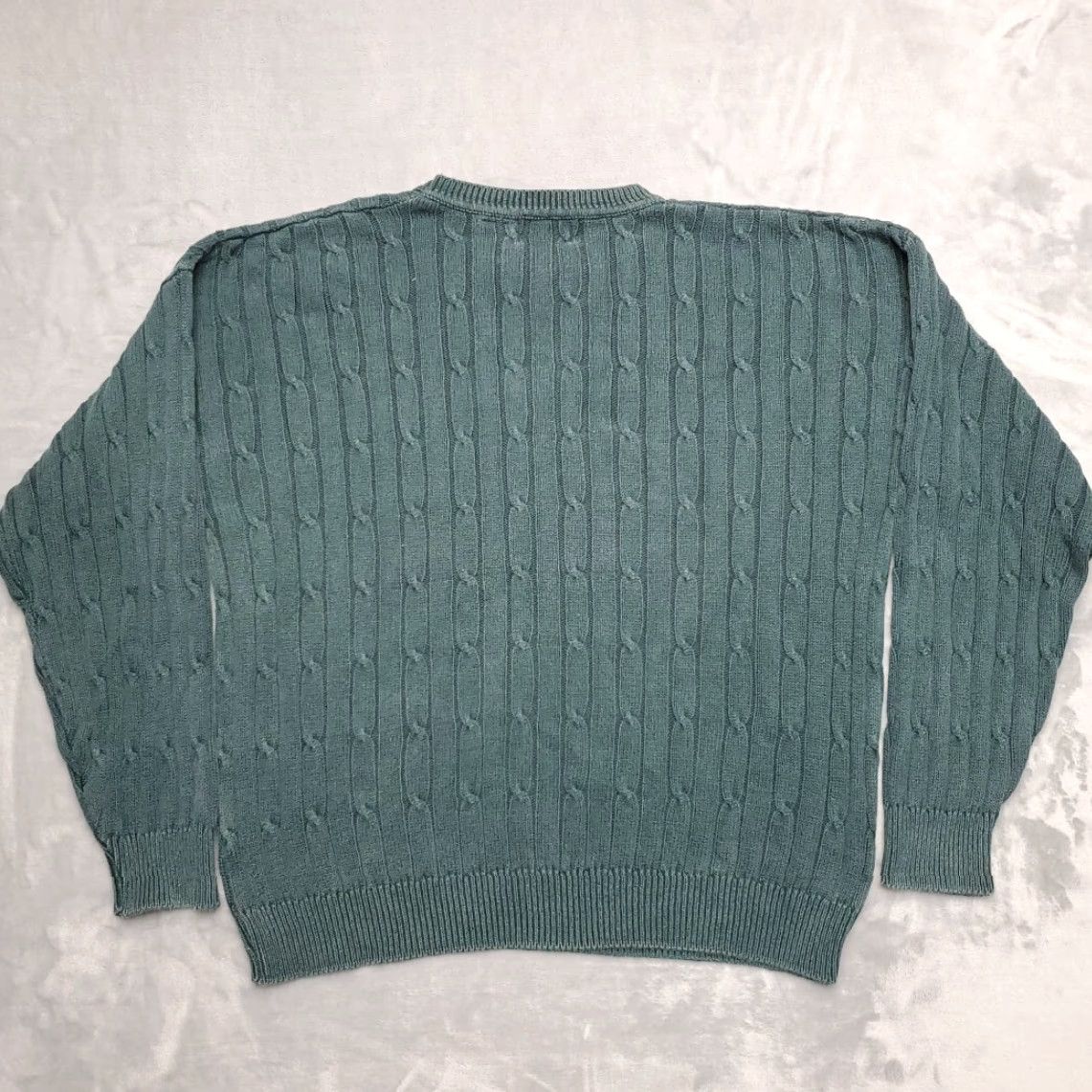 Izod VTG Izod Sweater Men L Green Cable-Knit Long Sleeve Fisherman Pullover 90s Y2K Knit Crew Neck Size US L / EU 52-54 / 3 - 6 Thumbnail