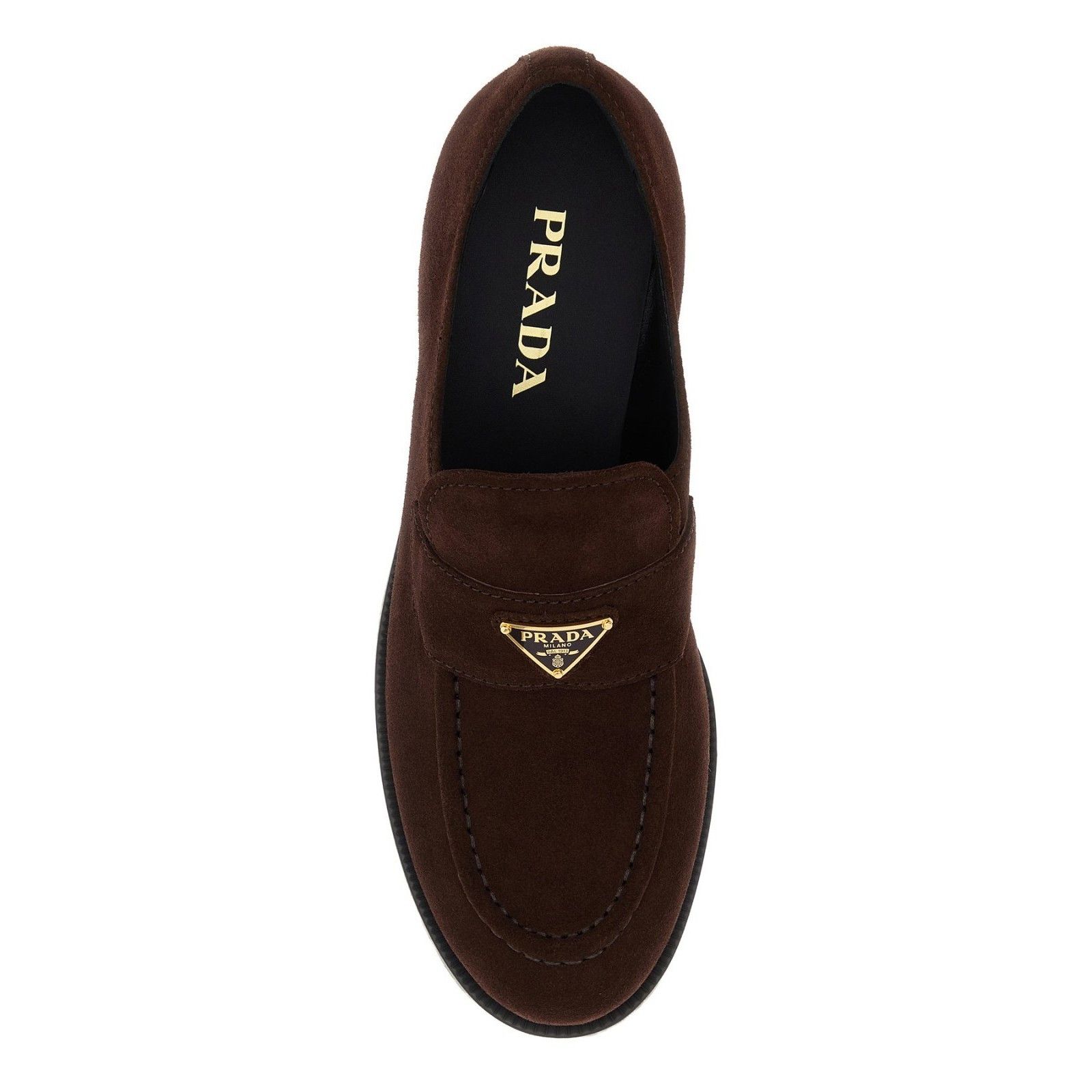 Prada PRADA Triangle Dark Brown Suede Loafers New And Authentic (W Size US 10 / IT 40 - 4 Thumbnail
