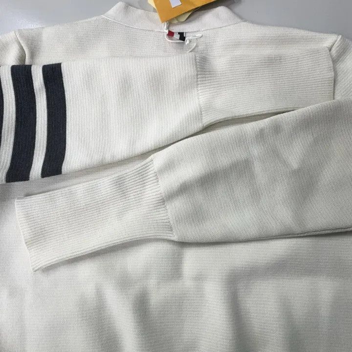 Thom Browne Thom Browne White Merino Wool Cardigan -2507 Size M / US 6-8 / IT 42-44 - 6 Thumbnail