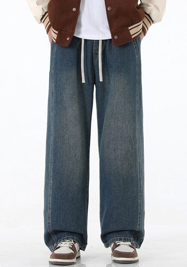 Japanese Brand Men's American straight loose distressed versatile jeans Size US 32 / EU 48 - 1 Thumbnail