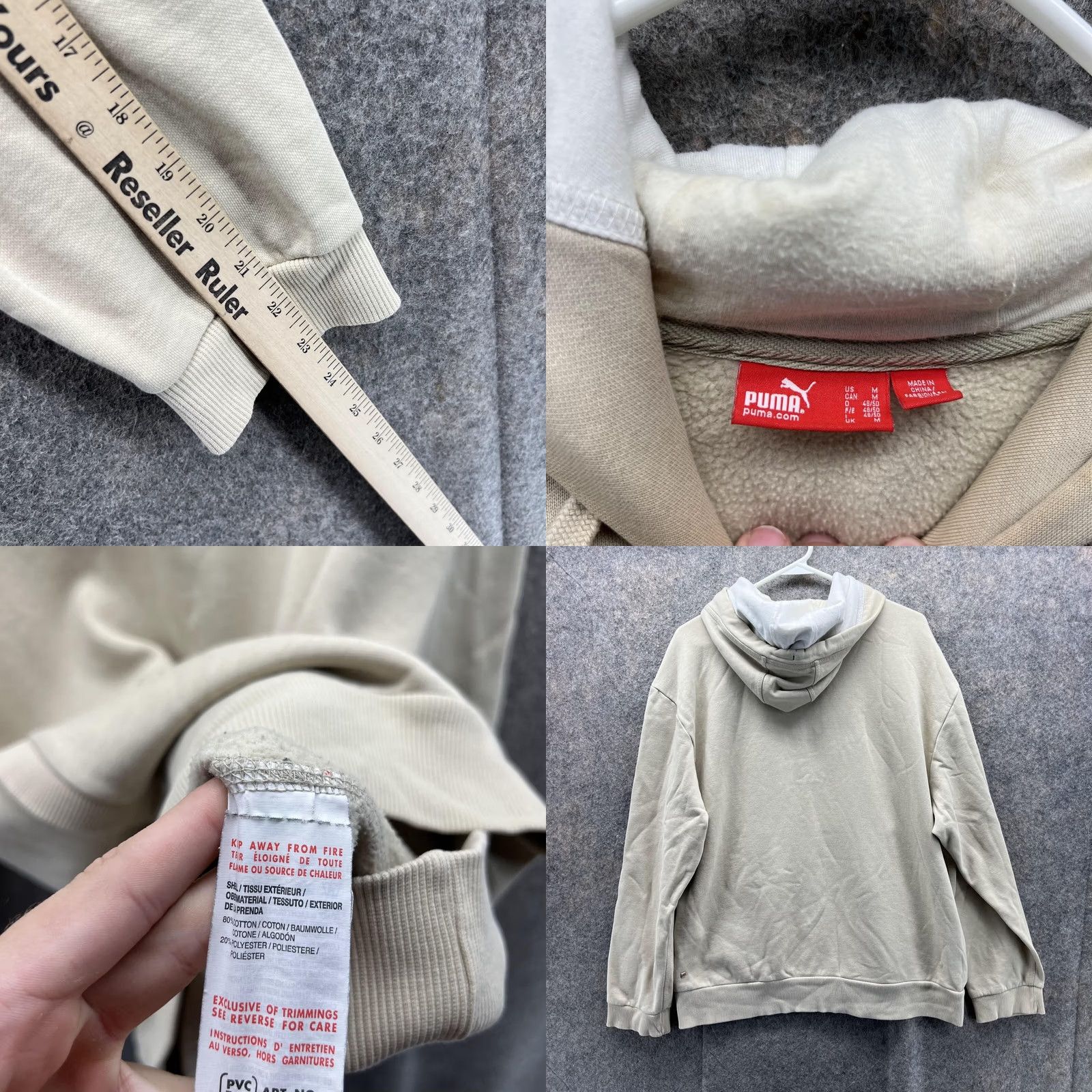 Puma PUMA Sweater Men Medium Adult Khaki Beiges Pullover Hooded Fleece Cotton Logo Long Sleeve Sweter Jacket Sweatshirt Regular Shirt Size US M / EU 48-50 / 2 - 8 Thumbnail