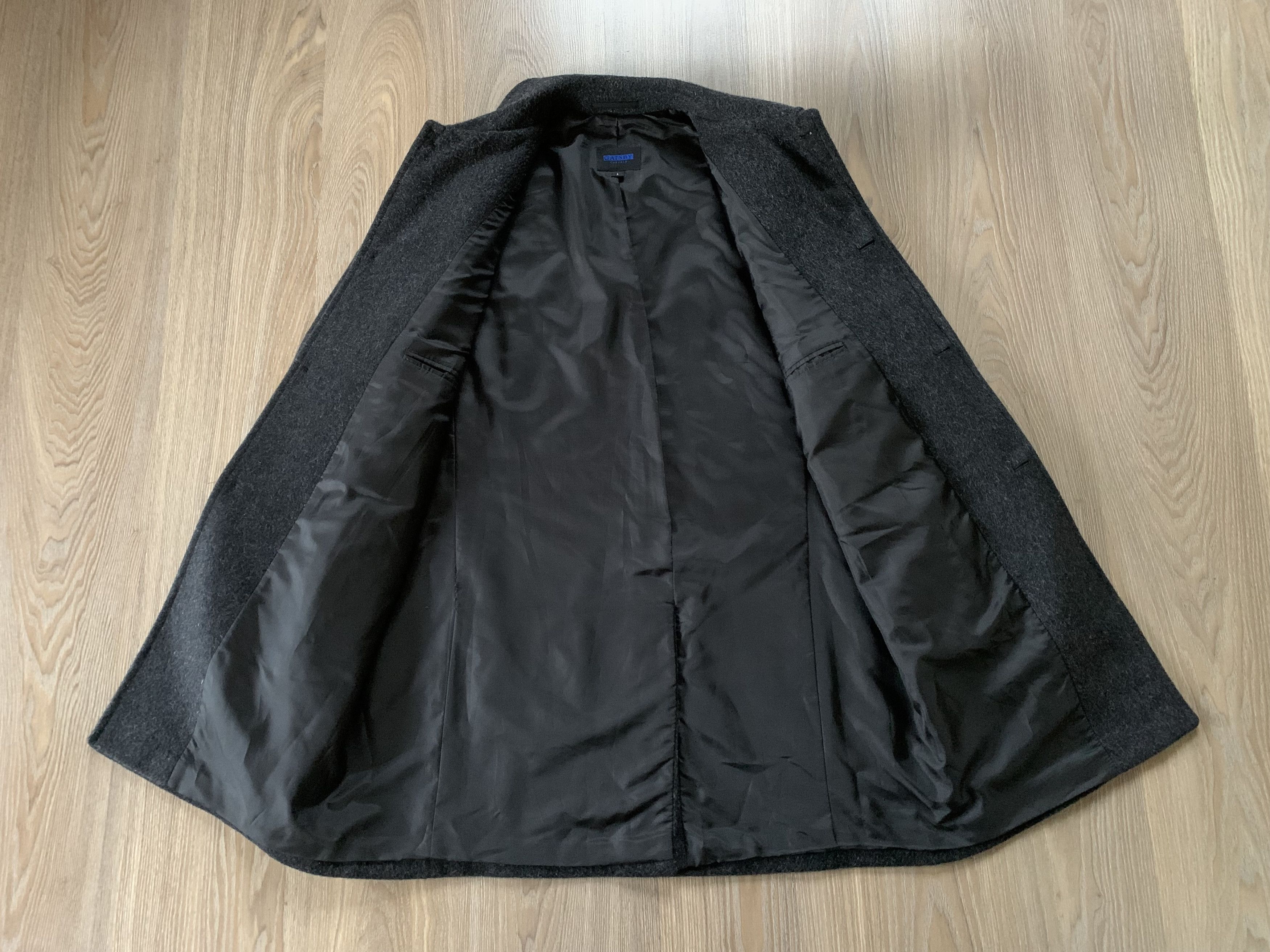 Designer × Vintage Gatsby Casuals Black Long Wool Coat Size US L / EU 52-54 / 3 - 4 Thumbnail