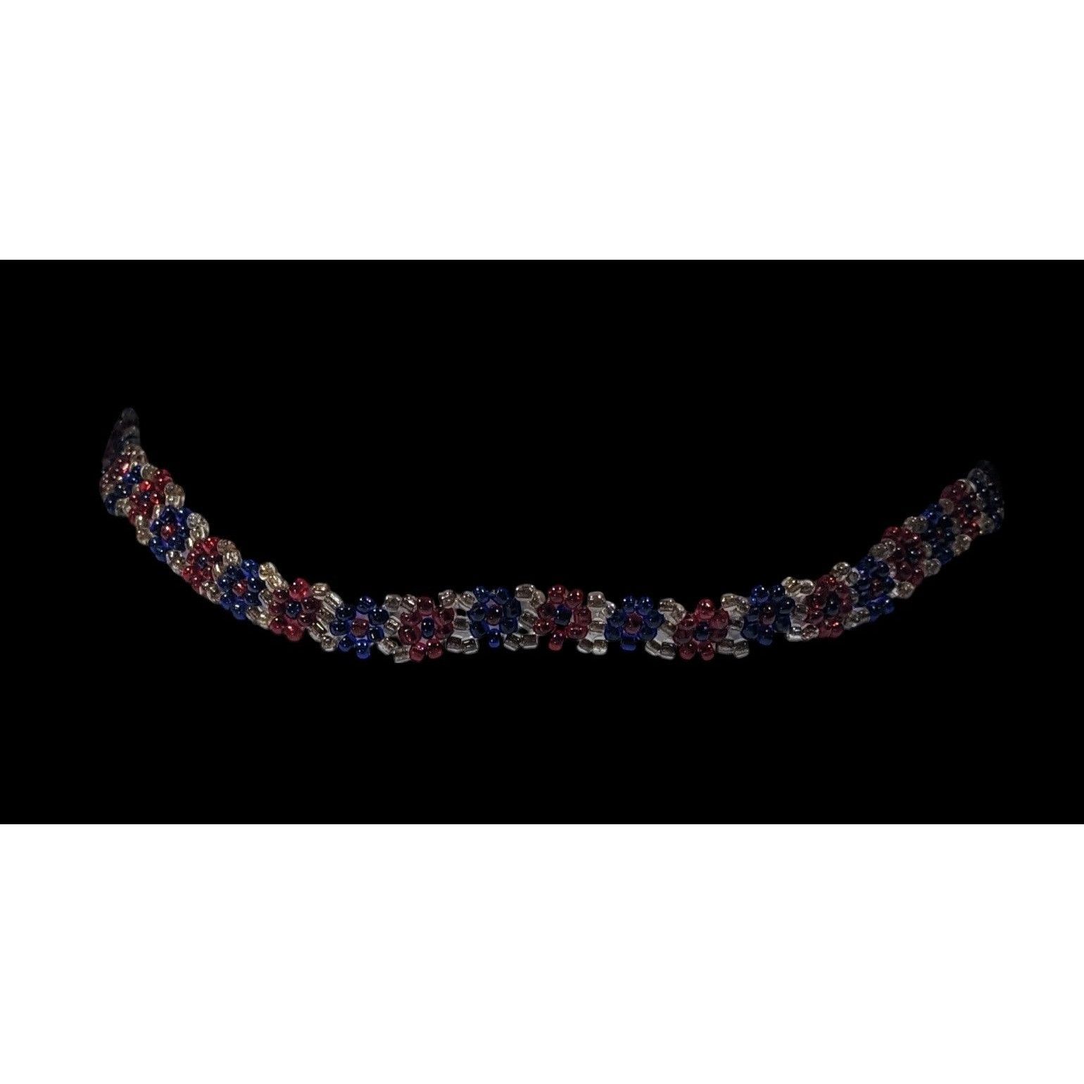 Other Handmade Floral Red And Blue Glass Beaded Choker Size ONE SIZE - 3 Thumbnail