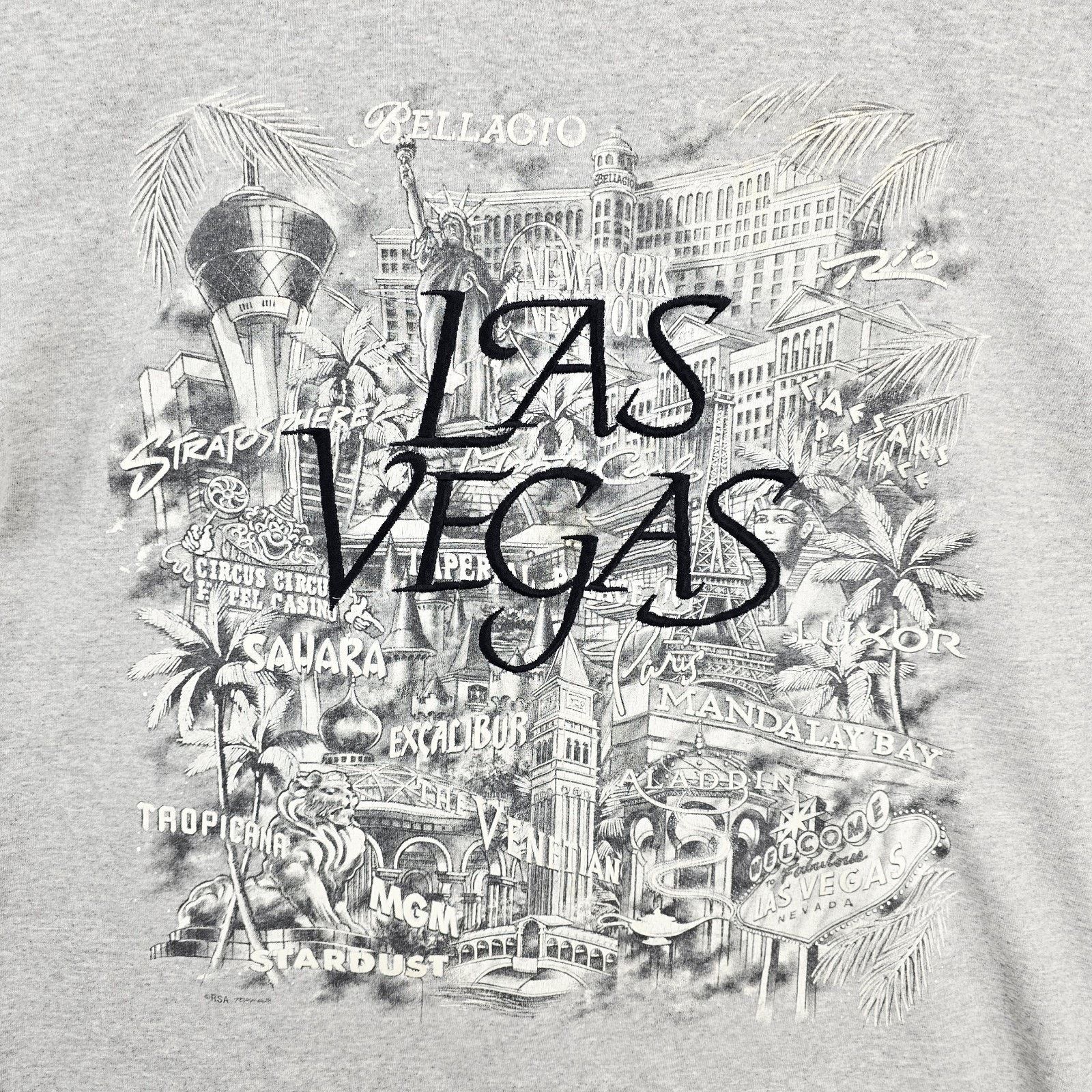 Gildan Vintage Las Vegas Strip Casinos Shirt Large Gray Bellagio Size US L / EU 52-54 / 3 - 3 Thumbnail
