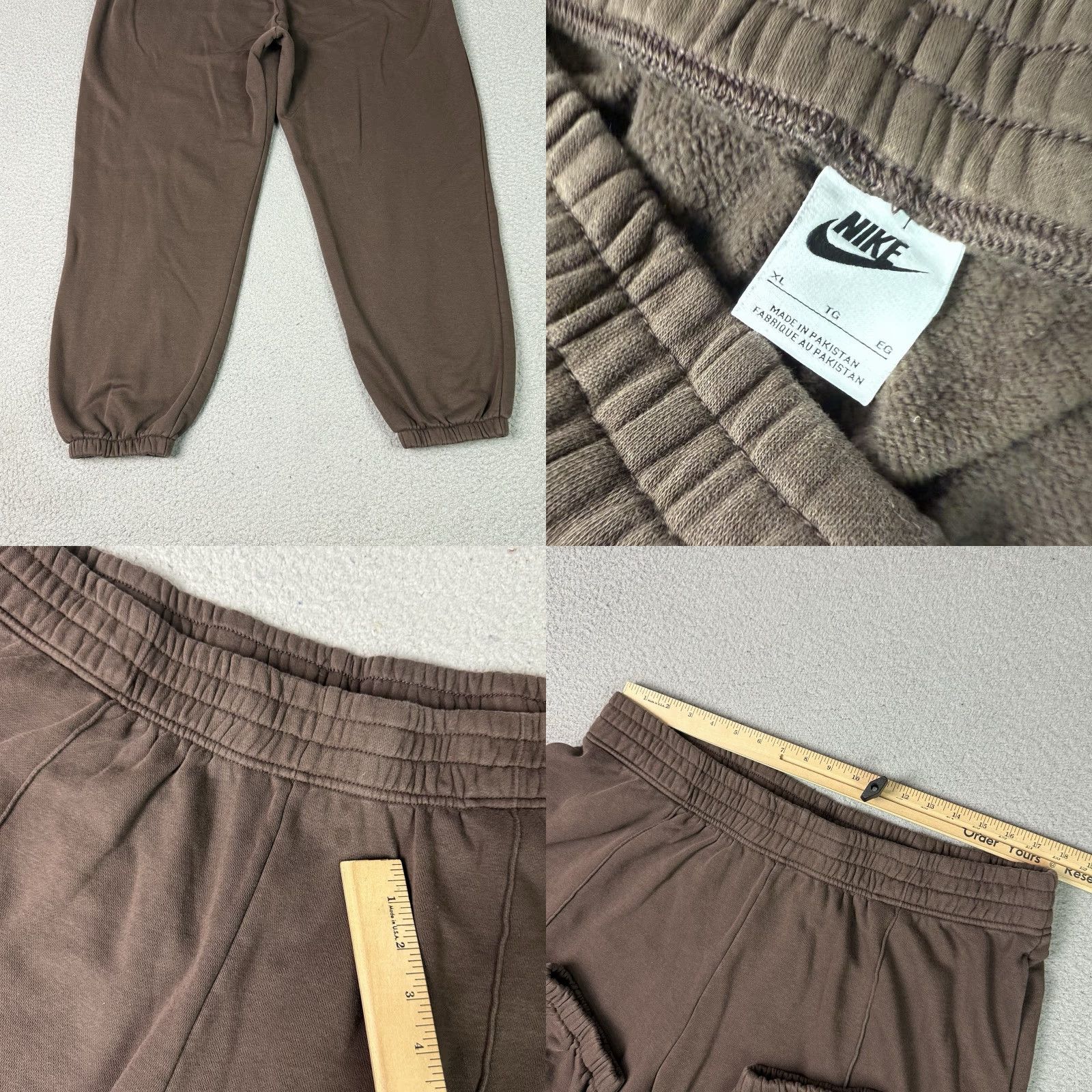 Nike VINTAGE Nike Sweatpants Mens XL Brown Travis Elastic Waist Tapered Swoosh Logo Essential Logo Decade 90s Mens XL Brown Sweatpants Size US 36 / EU 52 - 8 Thumbnail