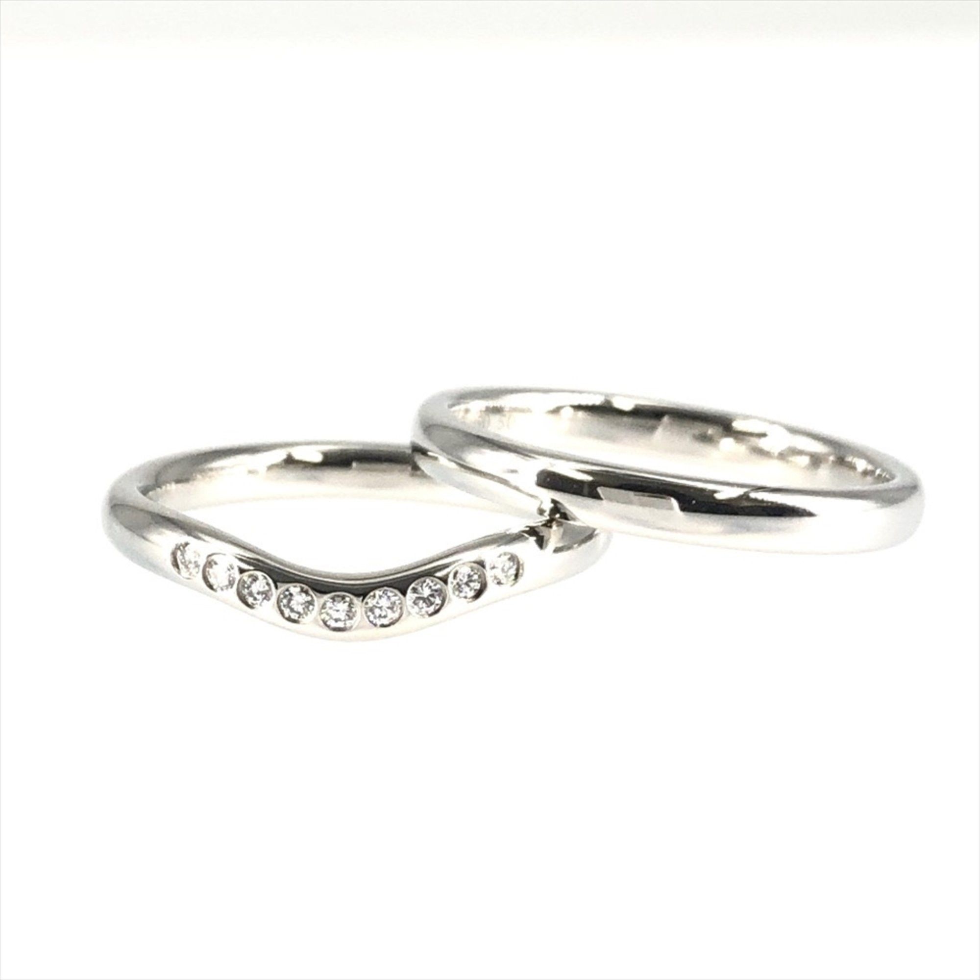 image of Tiffany Co Tiffany Tiffany&co. Ring Curved Band Diamond Pt950, Women's