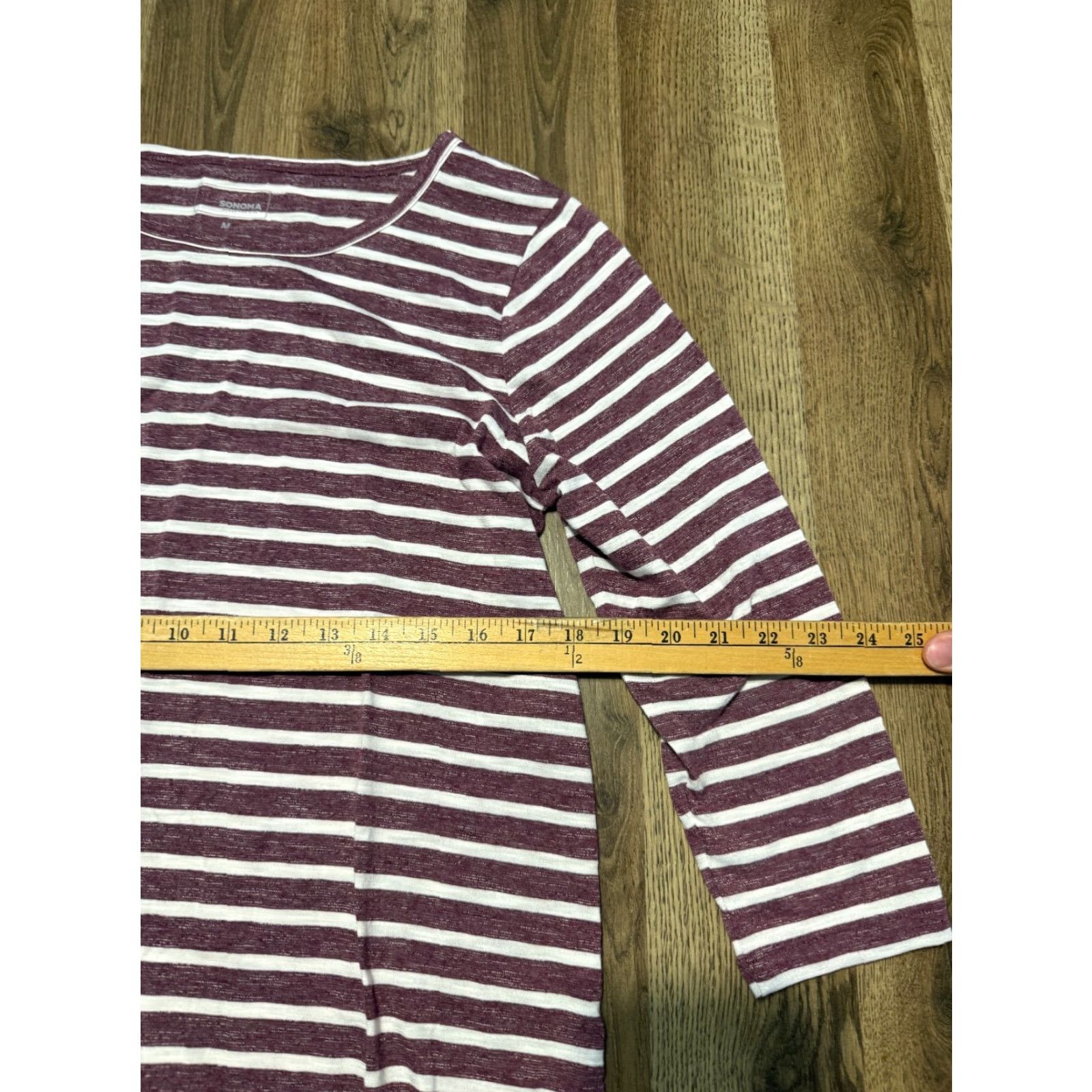 Vintage Sonoma Dress Women's Medium Purple White Striped Long Sleeve Dress Size M / US 6-8 / IT 42-44 - 6 Thumbnail