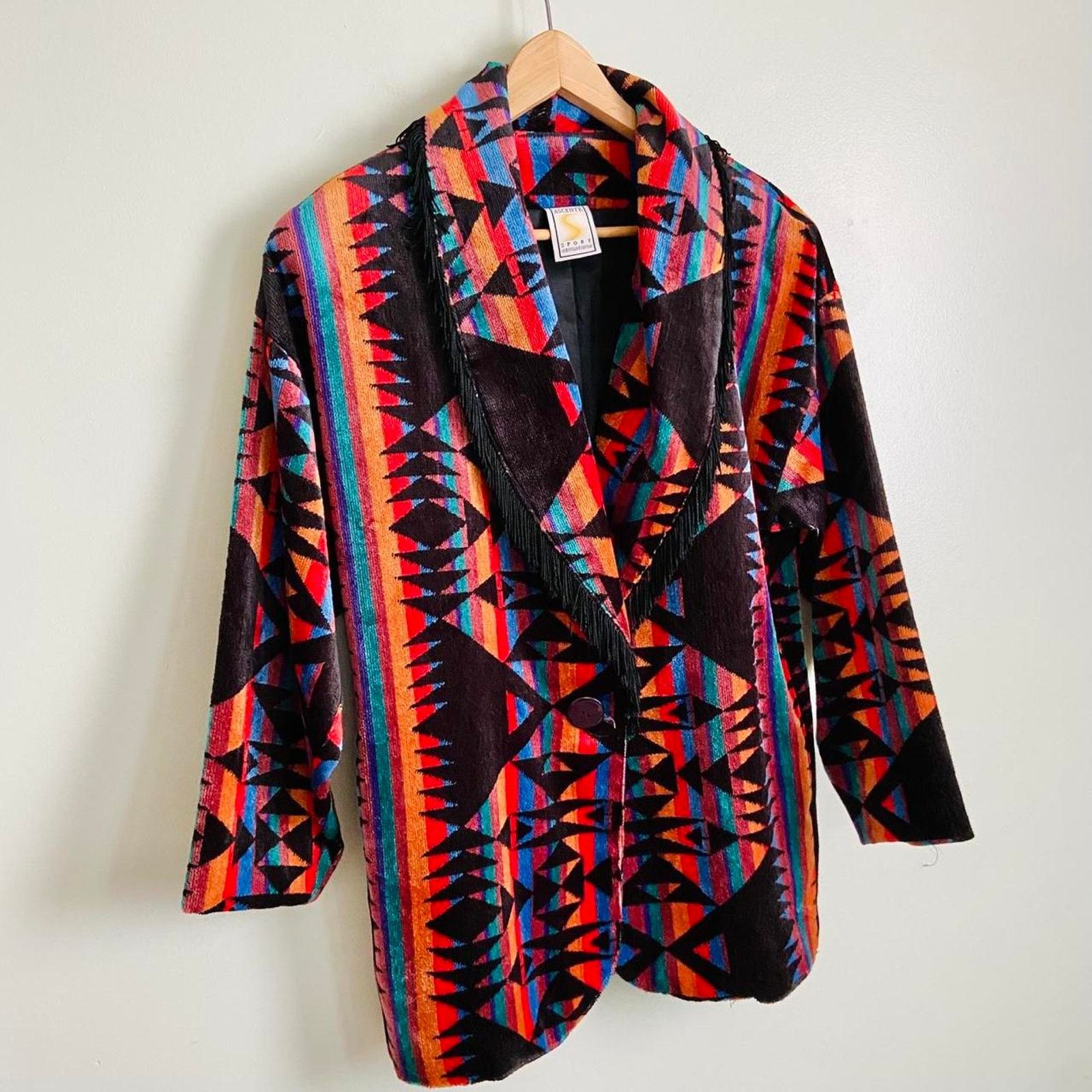 VTG ascente 80s 90s aztec geo rainbow colorful blazer Small