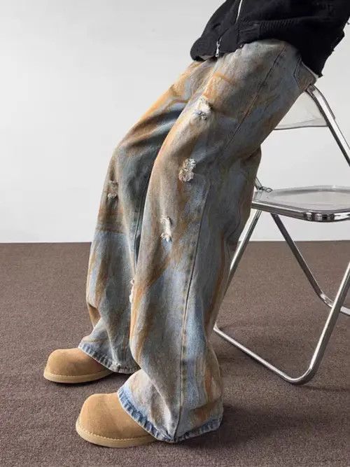 Japanese Brand Vintage street rust design washed and worn ripped jeans Size US 28 / EU 44 - 4 Thumbnail