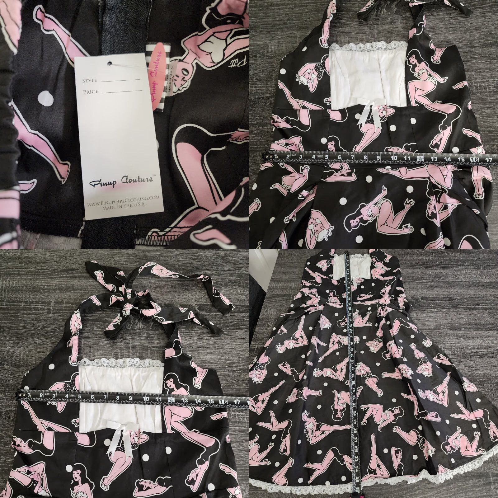 Etro VINTAGE Pinup Couture Dress Flare XL Black 50s Retro Halter Lace Trim Rockabilly Womens Size XL / US 12-14 / IT 48-50 - 9 Thumbnail