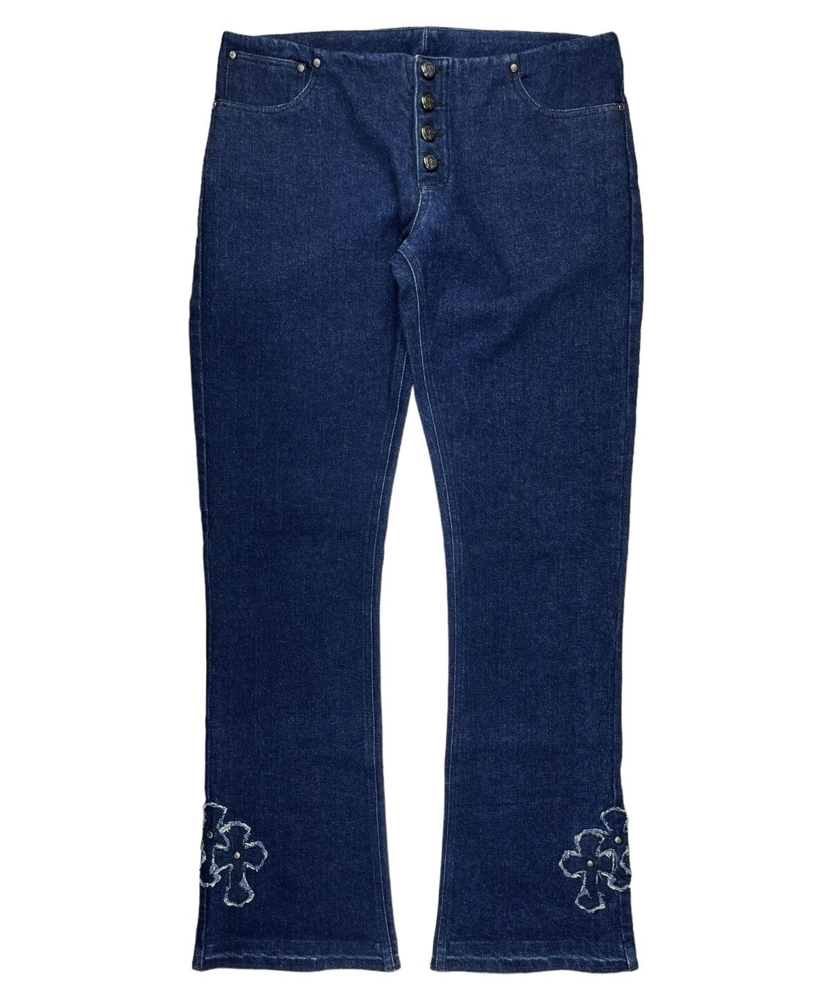 Chrome Hearts Cemetery Denim Patch Flared Stretch Jeans