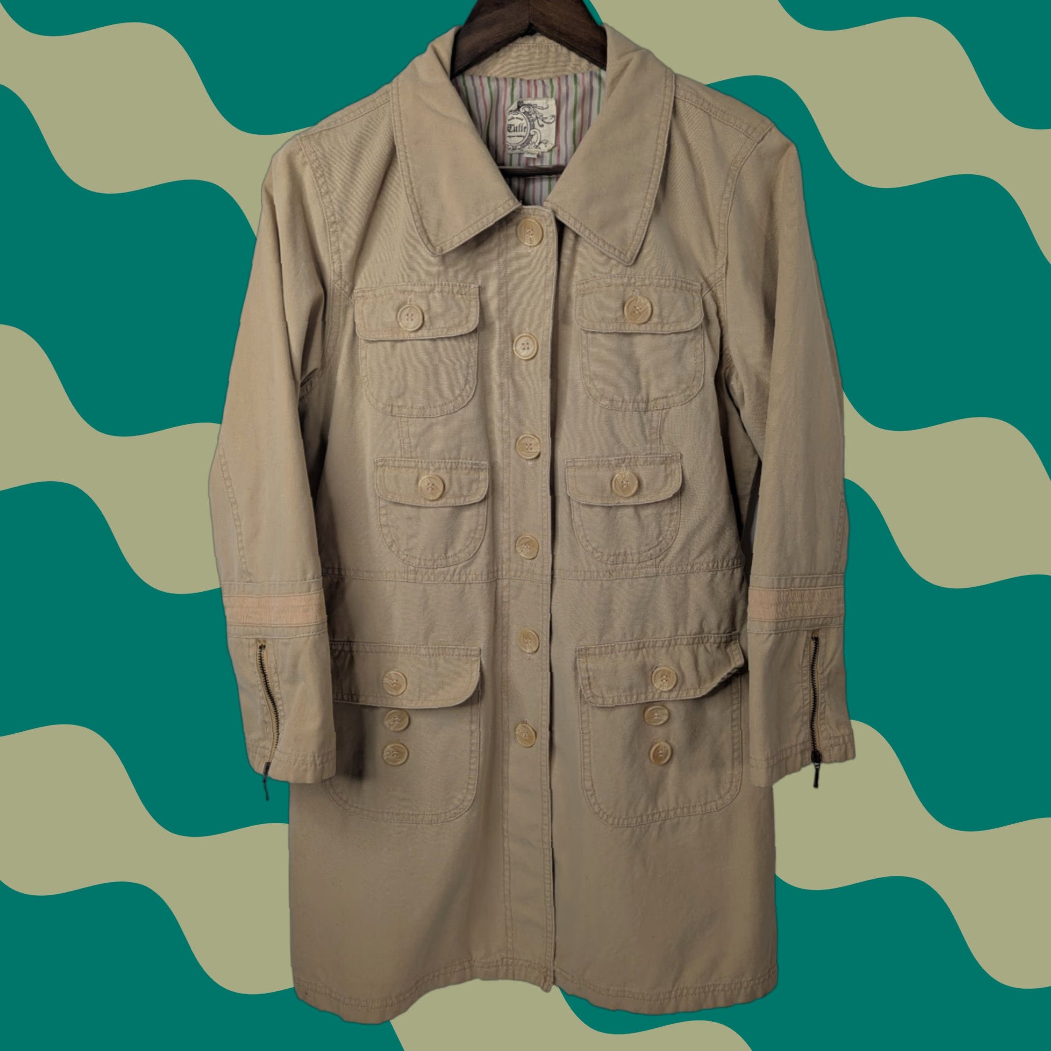 Vintage VINTAGE Anthropologie Tulle Womens Mid Length Chore Lined Coat Size XL Khaki Button Barn Size XL / US 12-14 / IT 48-50 - 1 Thumbnail