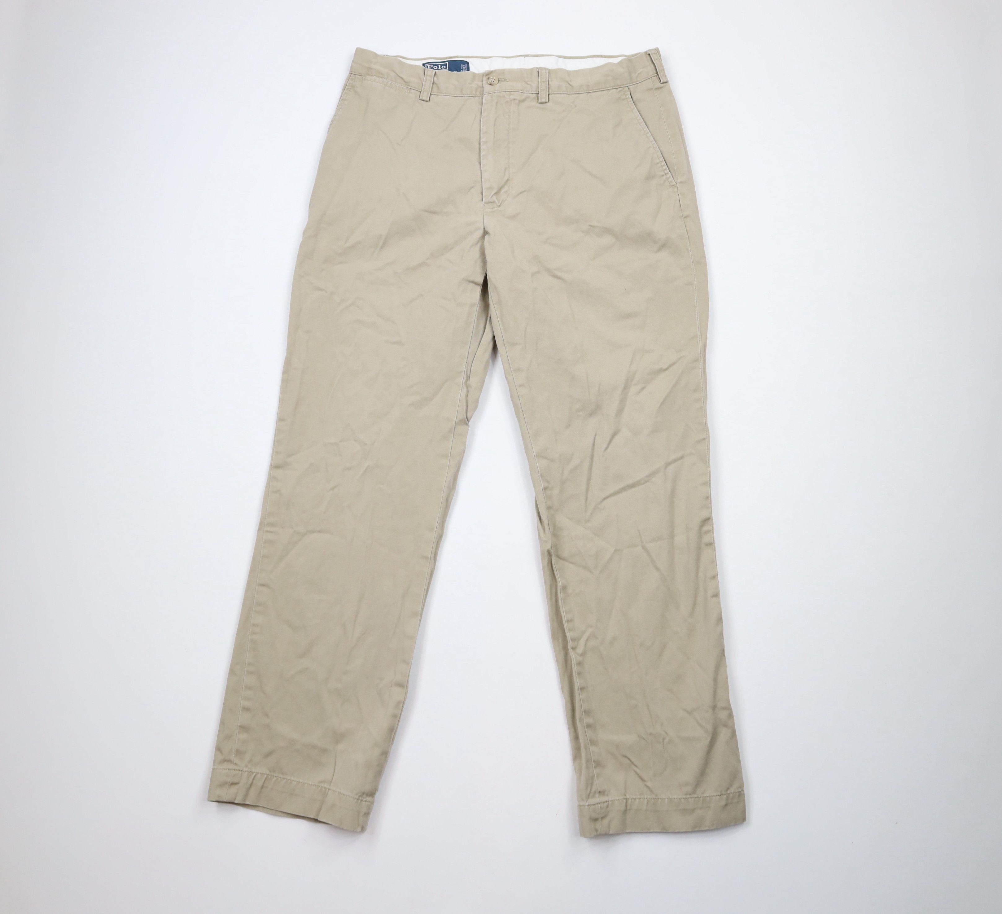 Ralph Lauren × Vintage Vintage 90s Ralph Lauren Leg Chino Pants Beige Cotton Size US 35 - 1 Thumbnail