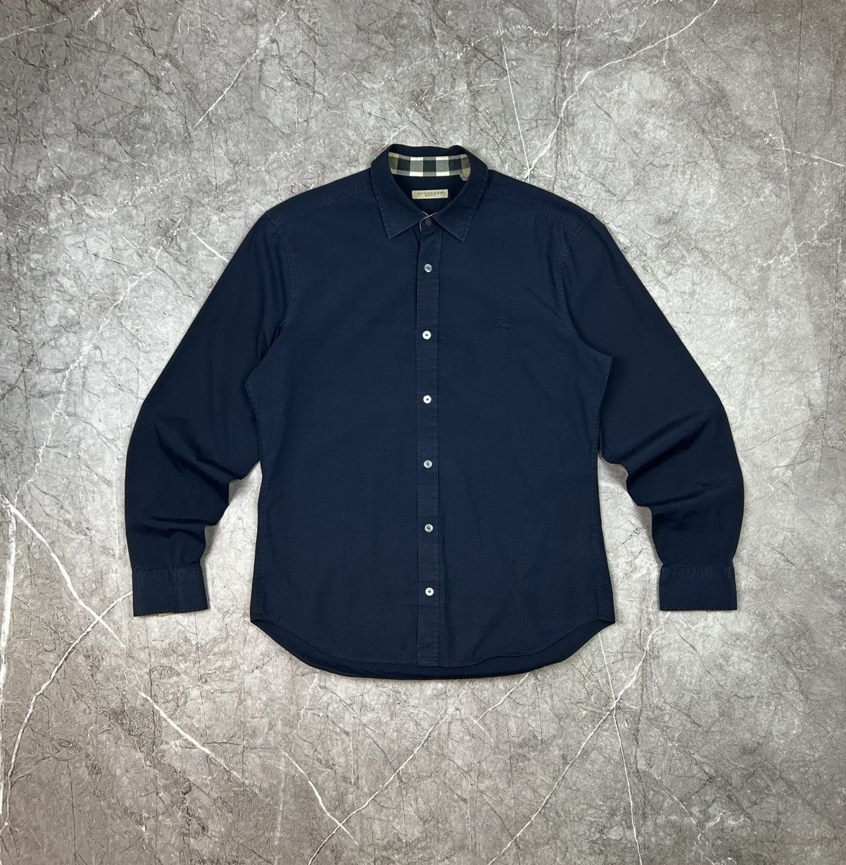 Burberry Burberry Brit Button Up Dark Blue Long Sleeve Nova Check Size US M / EU 48-50 / 2 - 1 Thumbnail