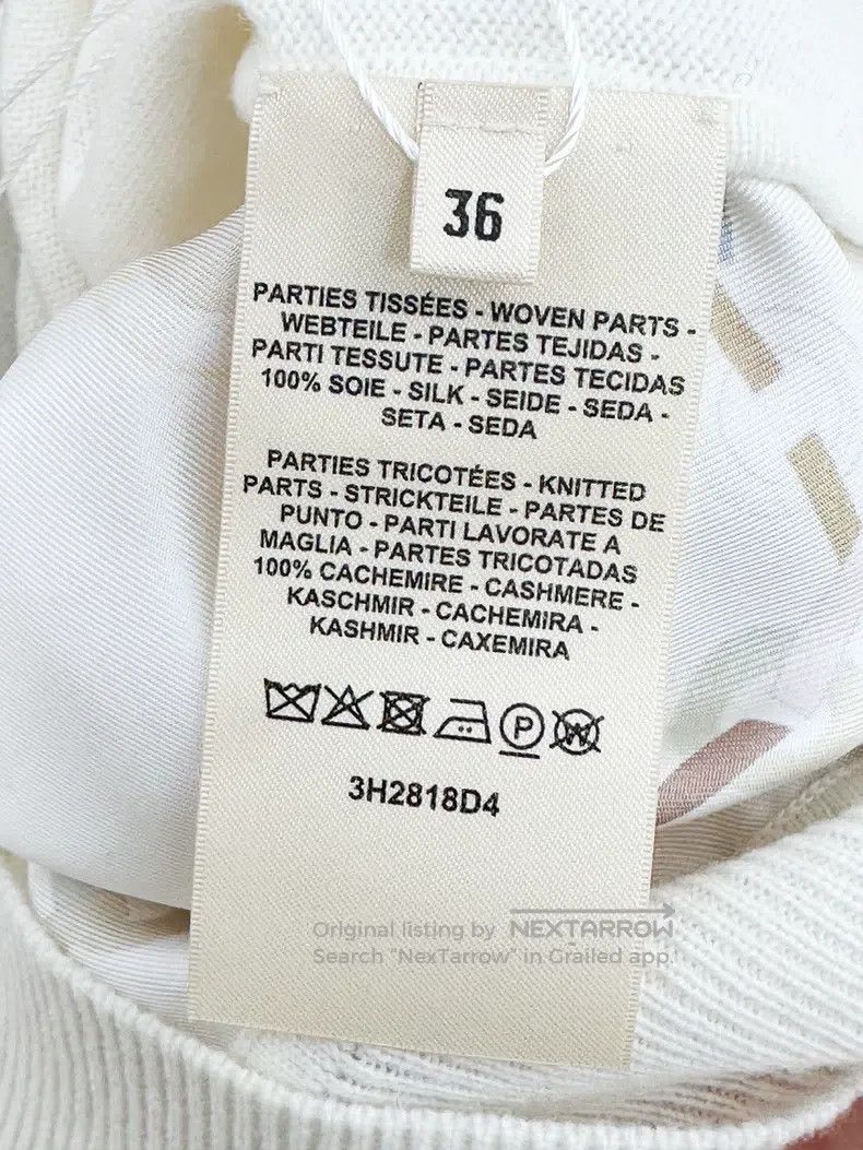 Hermes Ivory Chain Pattern Cashmere and Silk Blend Short S