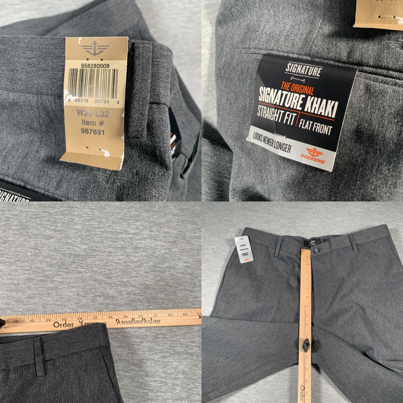 Dockers Dockers Pants Mens 36x32 Gray Signature Khaki Straight Fit Flat Front Chino Size US 36 / EU 52 - 8 Thumbnail