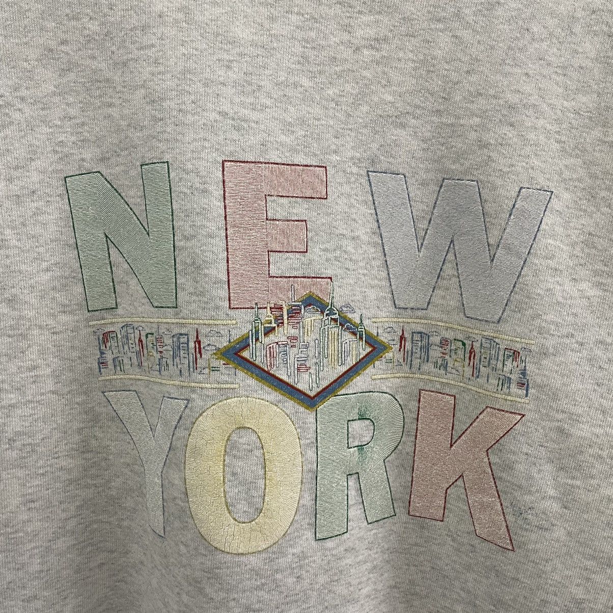 Fruit Of The Loom × Vintage 🔥Vintage 90s New York Multicolour Spellout Sweatshirts Size US L / EU 52-54 / 3 - 6 Thumbnail