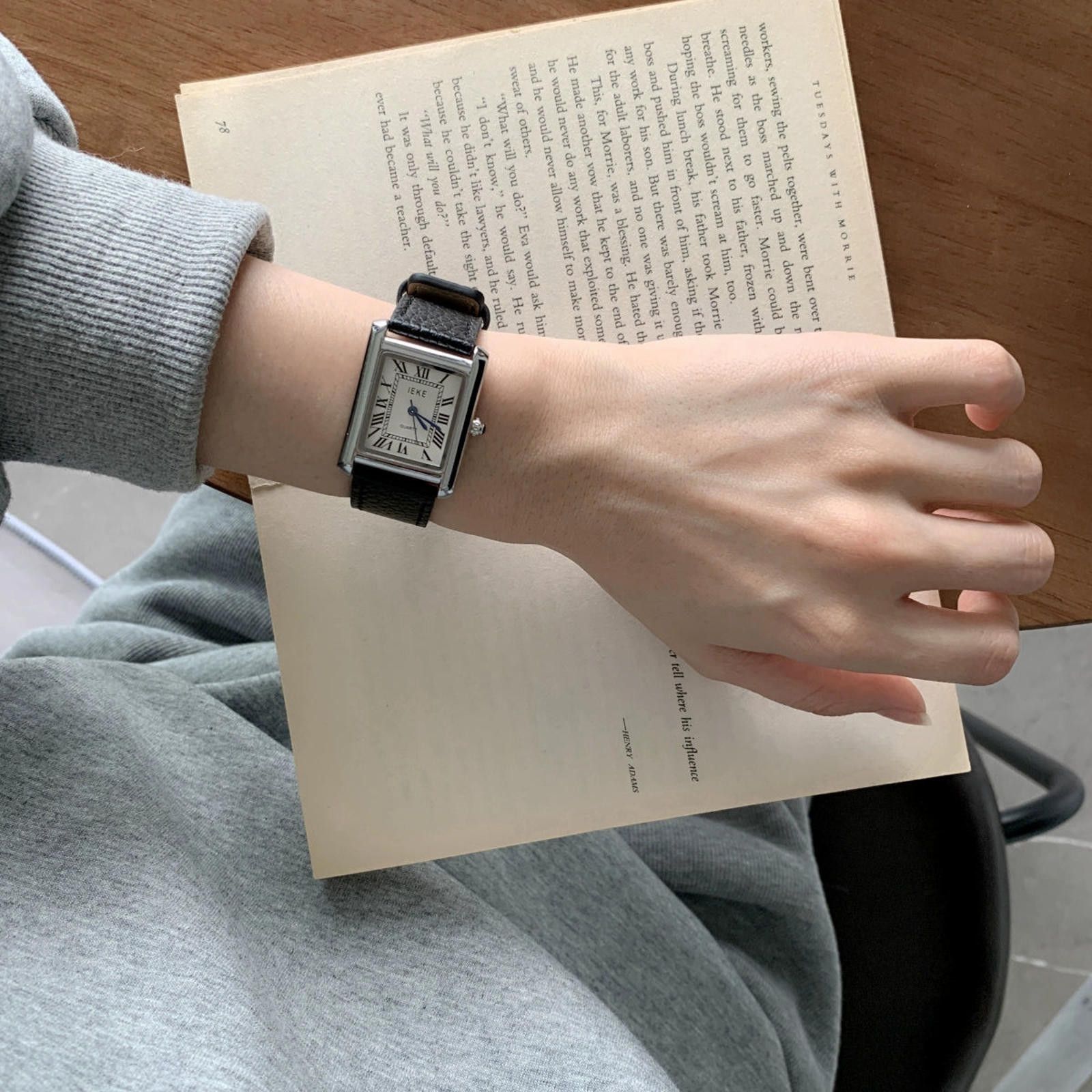 Jewelry Classic Leather Strap Rectangular Watch, Elegant Wristwatch Size ONE SIZE - 7 Thumbnail