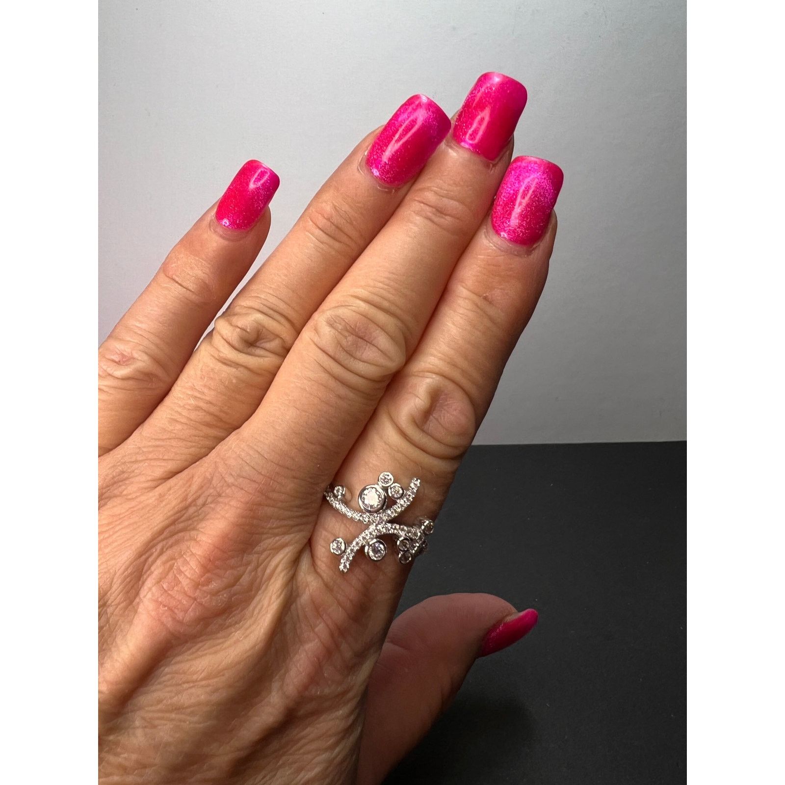Other CZ bypass sterling silver bubble cocktail ring size 10 Size ONE SIZE - 1 Thumbnail