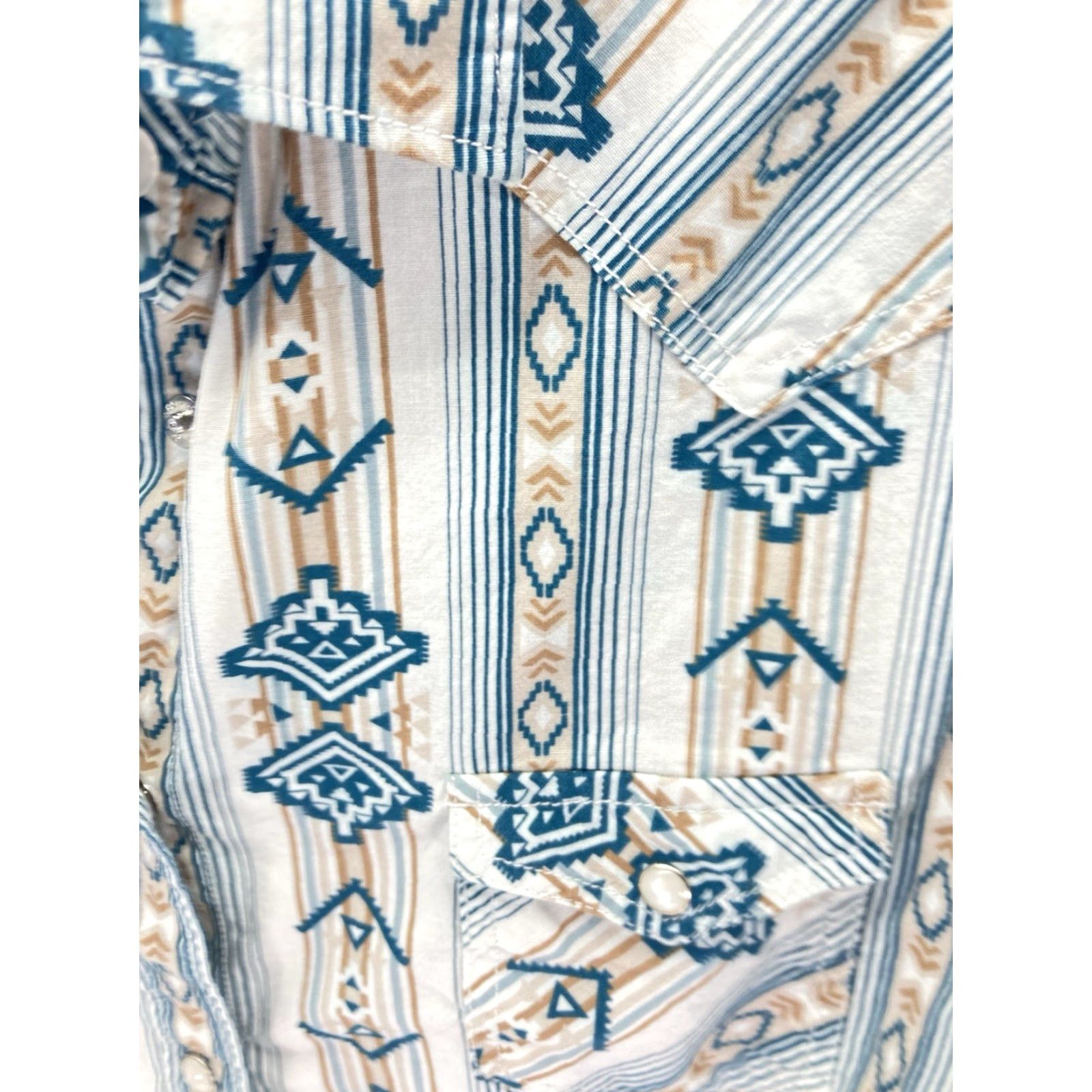 Vintage Panhandle Slim Rough Stock Aztec Pearl Snap Shirt Women Large Green Long Sleeve Size L / US 10 / IT 46 - 4 Thumbnail
