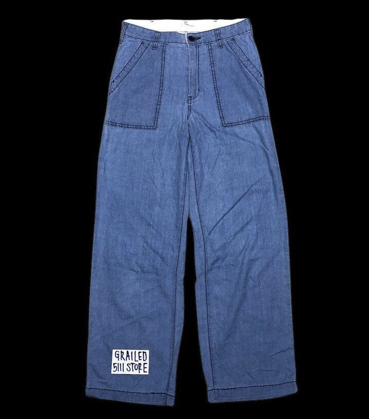 Vintage SOMETHING EDWIN CHAMBRAY BAKER PANTS Size US 28 / EU 44 - 1 Thumbnail