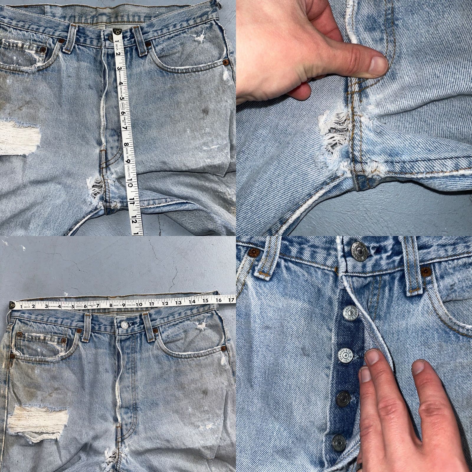 Levi's VINTAGE Levi's 501 Jeans Straight Denim Blue Light Wash 32x33 USA 90s Mens Classic Straight Leg Jeans Size US 32 / EU 48 - 8 Thumbnail