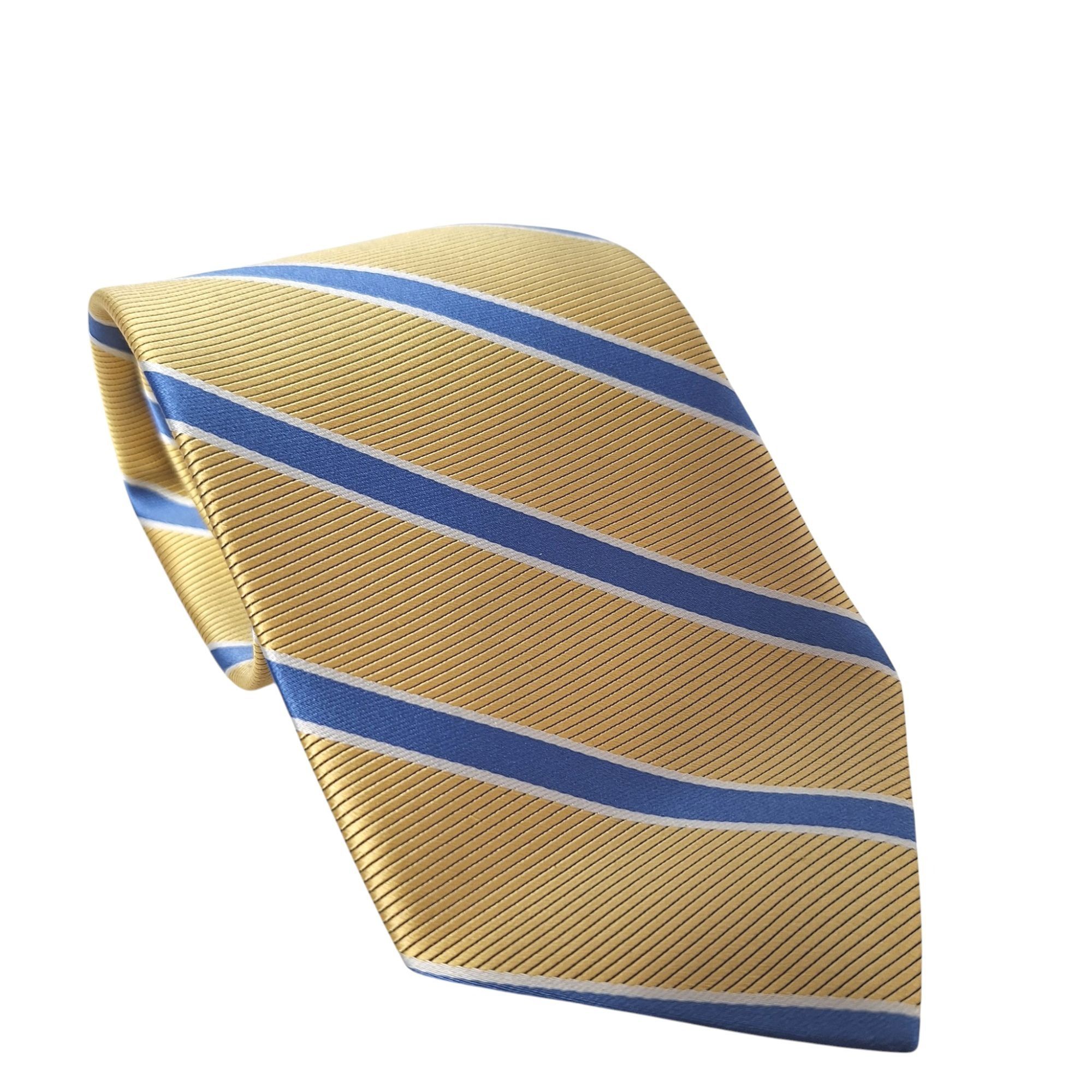 Brooks Brothers Brooks Brothers Gold Blue Striped Silk Tie Preppy Quiet Luxu Size ONE SIZE - 1 Thumbnail