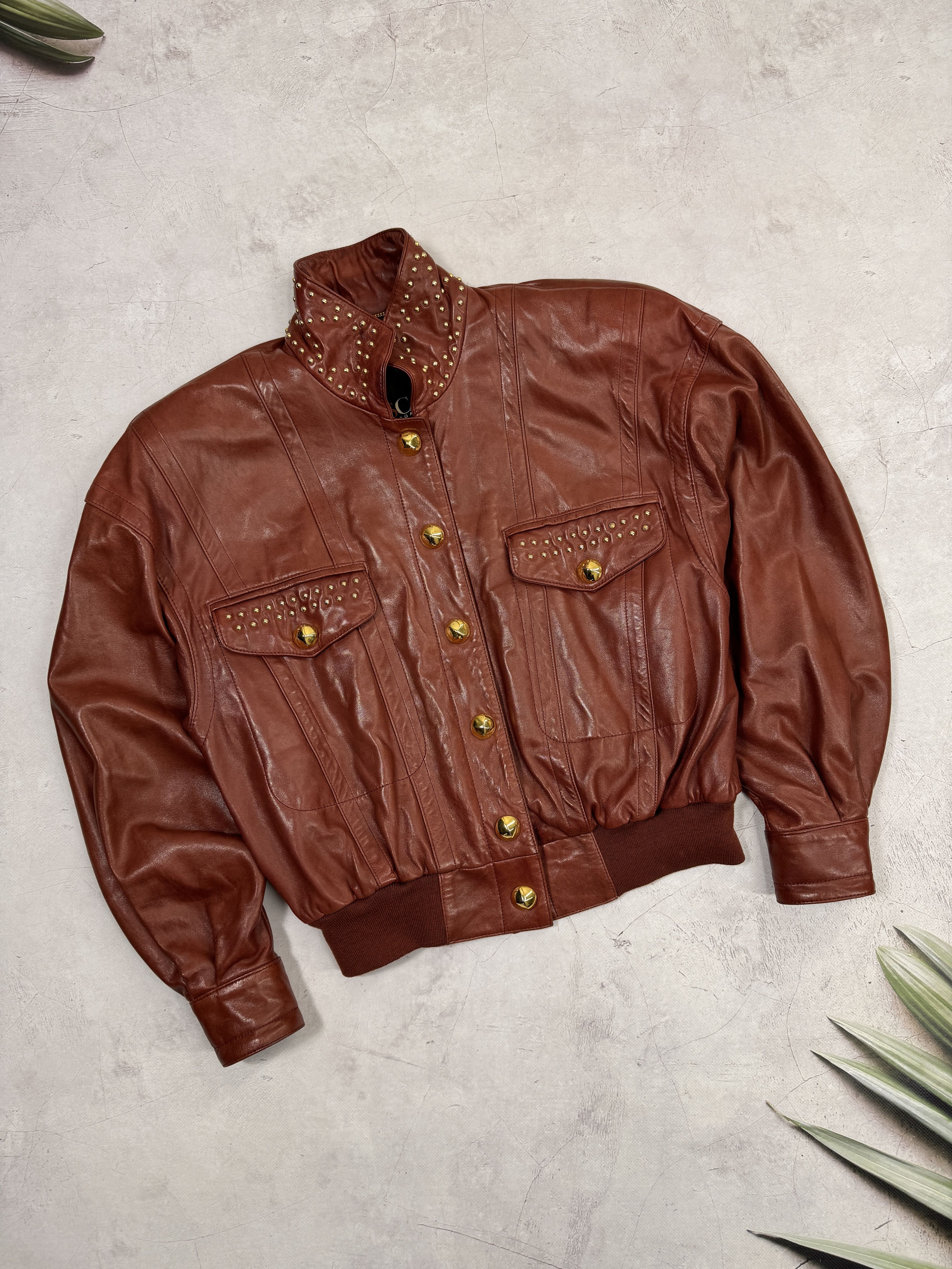 Escada Escada Lambskin Jacket & Gold Studs Snap-Front Size M / US 6-8 / IT 42-44 - 2 Thumbnail