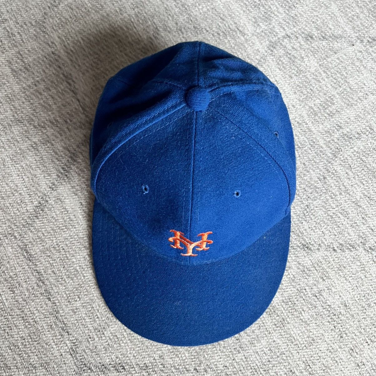 New Era Vintage 1990s New Era NY Mets Blue Baseball Wool Hat 7 1/8 Size ONE SIZE - 3 Thumbnail