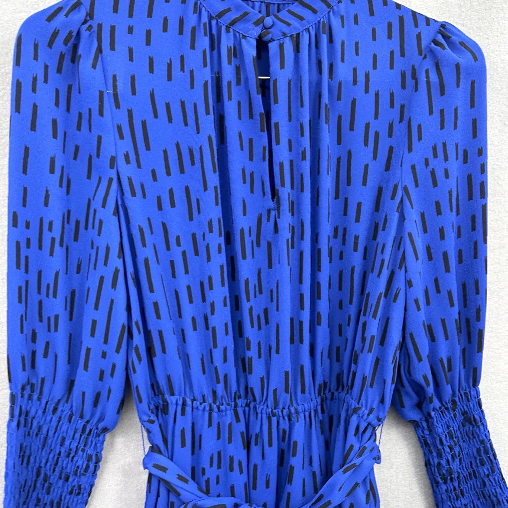 Rebecca Minkoff Rebecca Minkoff Dress Womens Small Blue Black Soft Geometric Long Sleeve Mini Shirt Womens Small Blue Dress"} Size S / US 4 / IT 40 - 3 Thumbnail