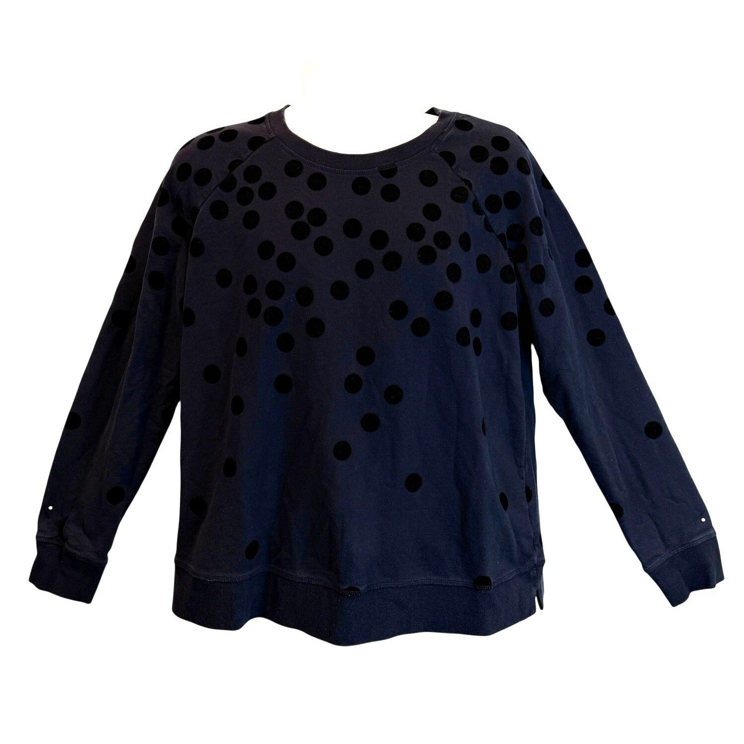 Boden Boden Velvet Polka Dot Sweatshirt in Navy/Black Size L Size L / US 10 / IT 46 - 1 Thumbnail