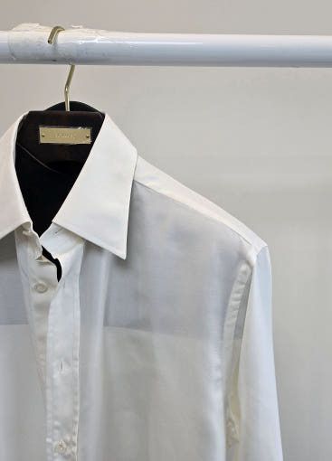 Tom Ford o1sm1stk0725 Classic Collar Silk Rescue Shirt in Nude White Size US M / EU 48-50 / 2 - 2 Thumbnail
