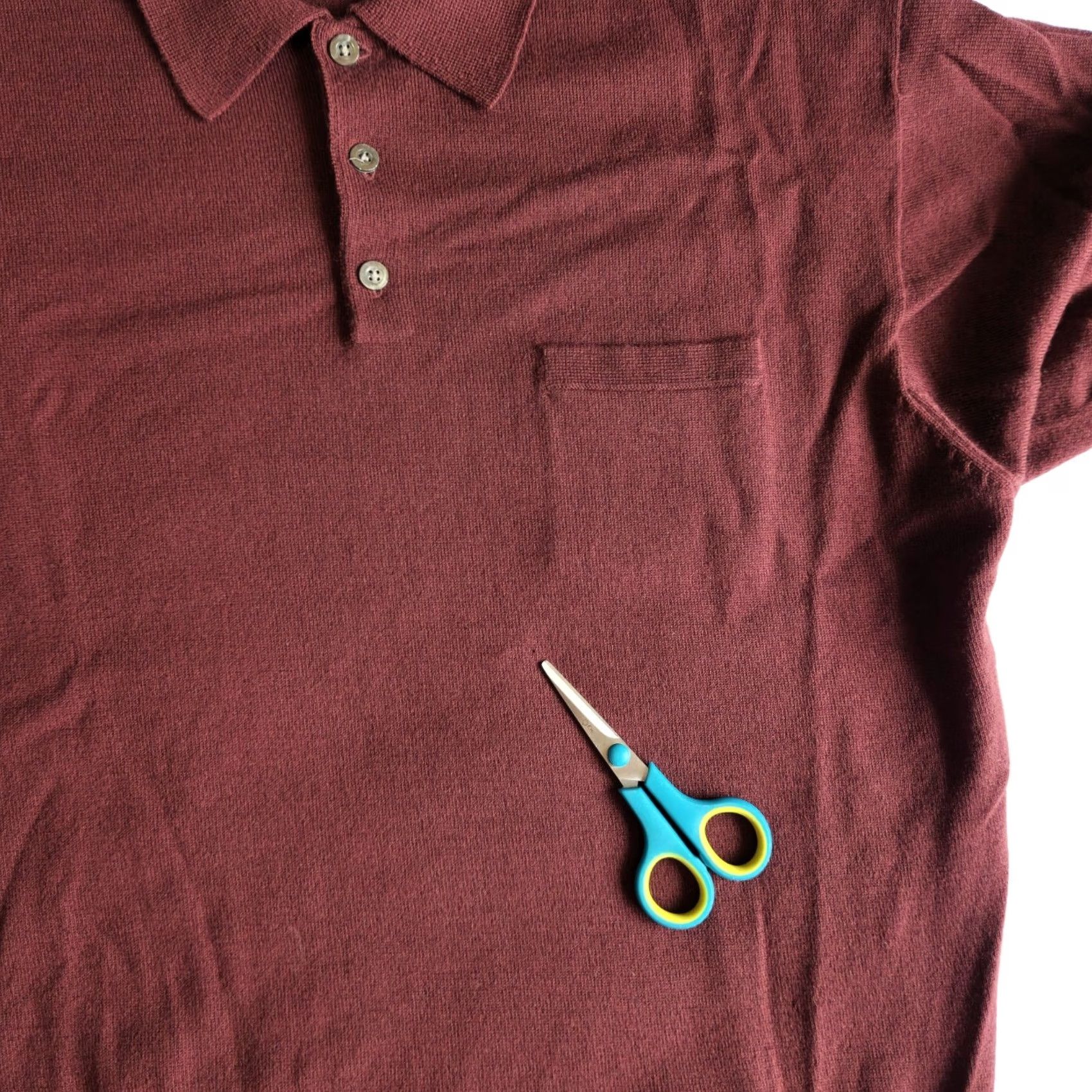 J.Crew VINTAGE J.CREW Polo Shirt Long Sleeve Maroon Red LG Wool Cotton Pocket Mens 90s Polo Sweater Size US L / EU 52-54 / 3 - 6 Thumbnail