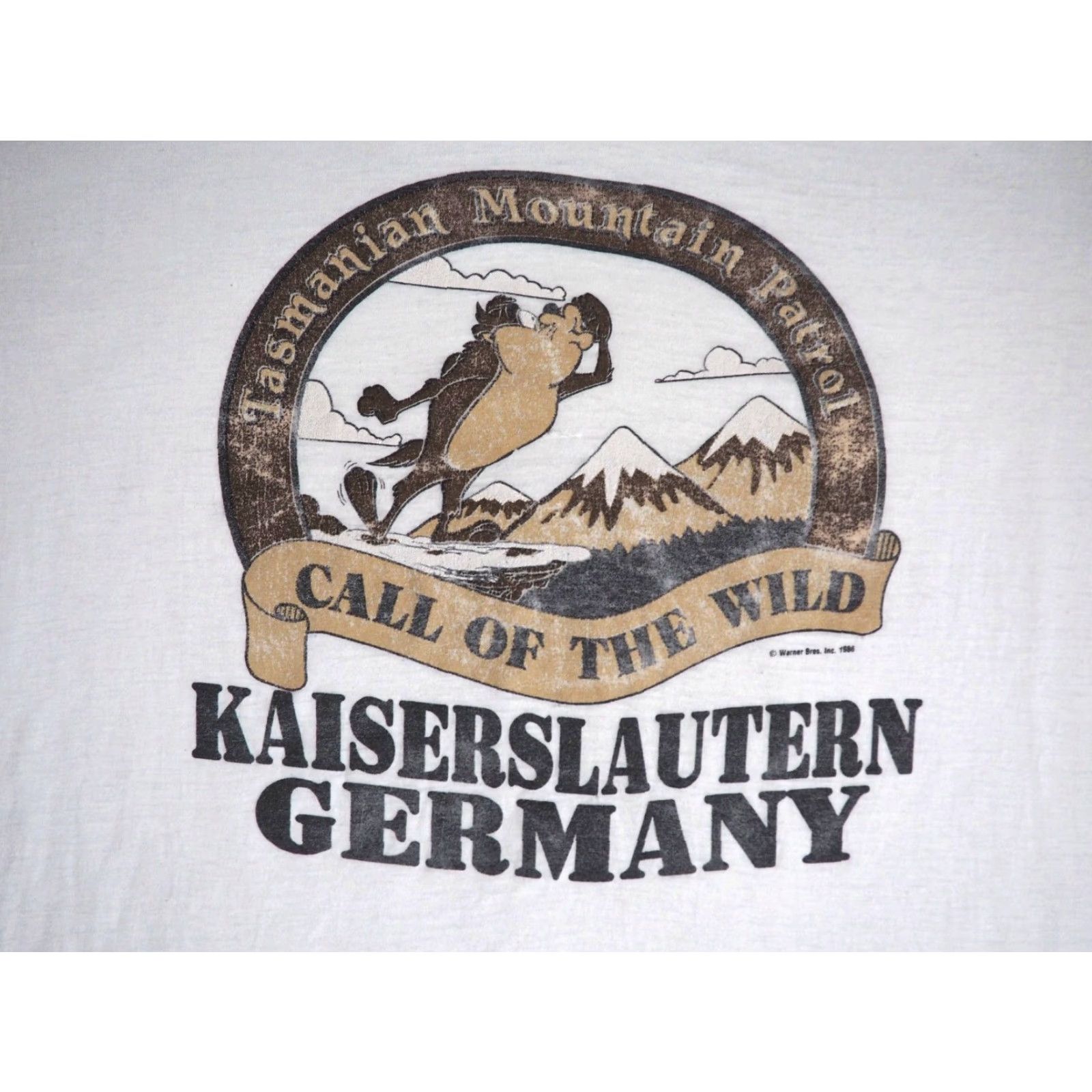 Vintage VTG 80s Artex Looney Tunes Taz Germany Alps Art White Tee T-Shirt Mens 2XLT Size US XXL / EU 58 / 5 - 3 Thumbnail