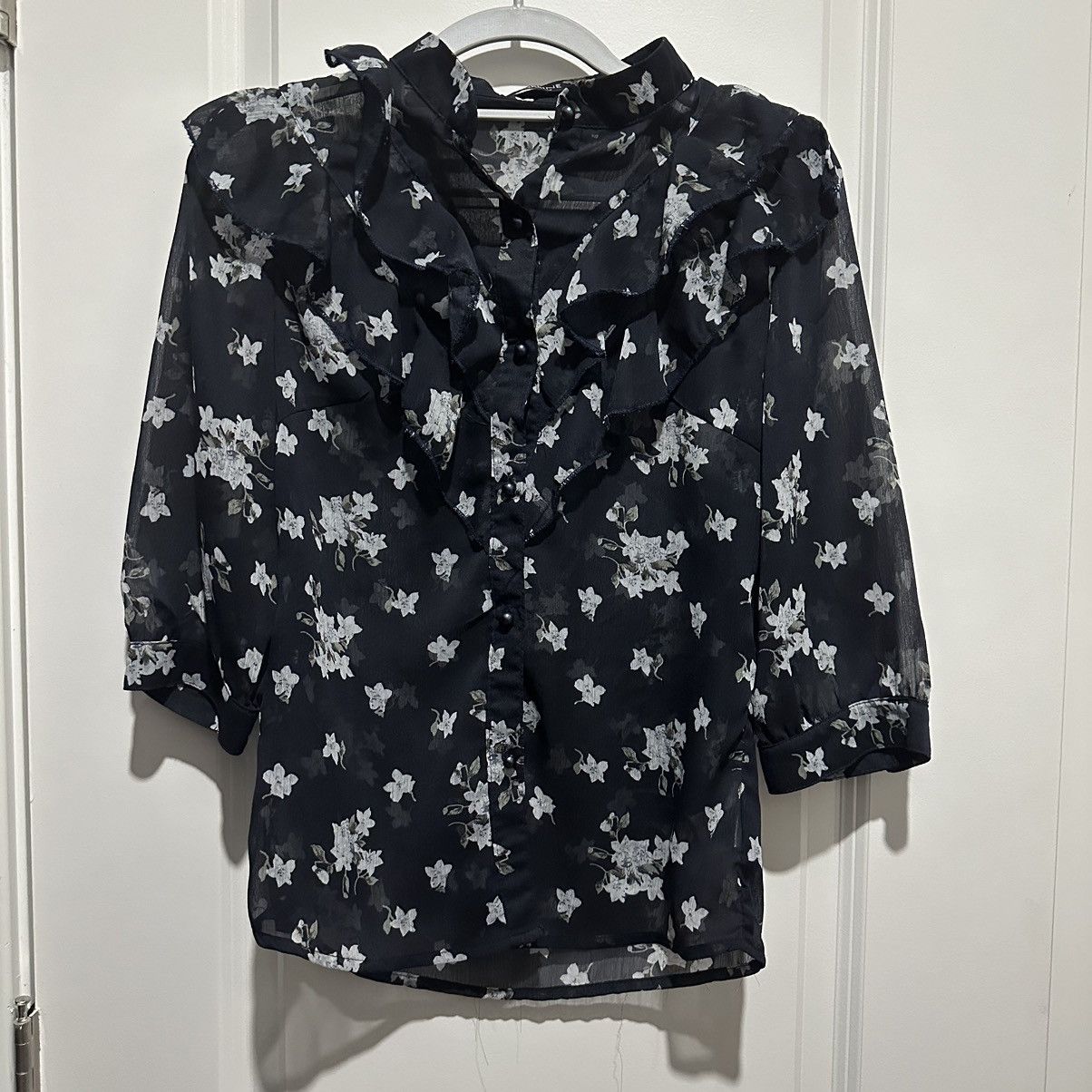 Other Adeline Los Angeles ruffled collar floral sheer blouse Size S / US 4 / IT 40 - 1 Thumbnail