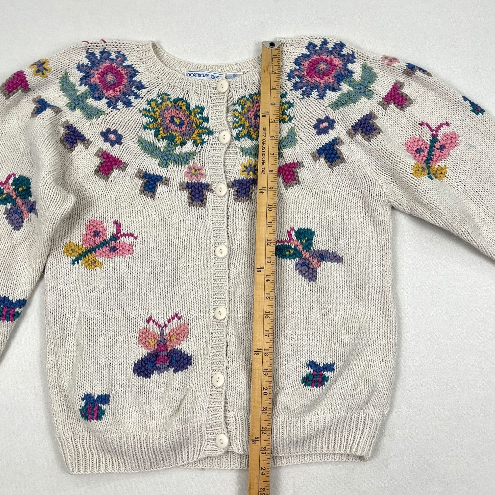 Vintage VINTAGE Northern Isles Cardigan Sweater Womens S Hand Knit Butterfly Floral Cottage Cardigan Mens? Size S / US 4 / IT 40 - 3 Thumbnail