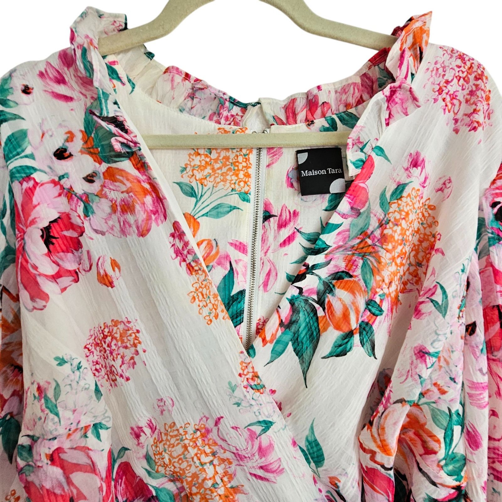 Maison Forte Maison Tara Womens Floral Mini Wrap Dress 18W Garden Party Size XXL / US 16-18 / IT 52-54 - 2 Thumbnail