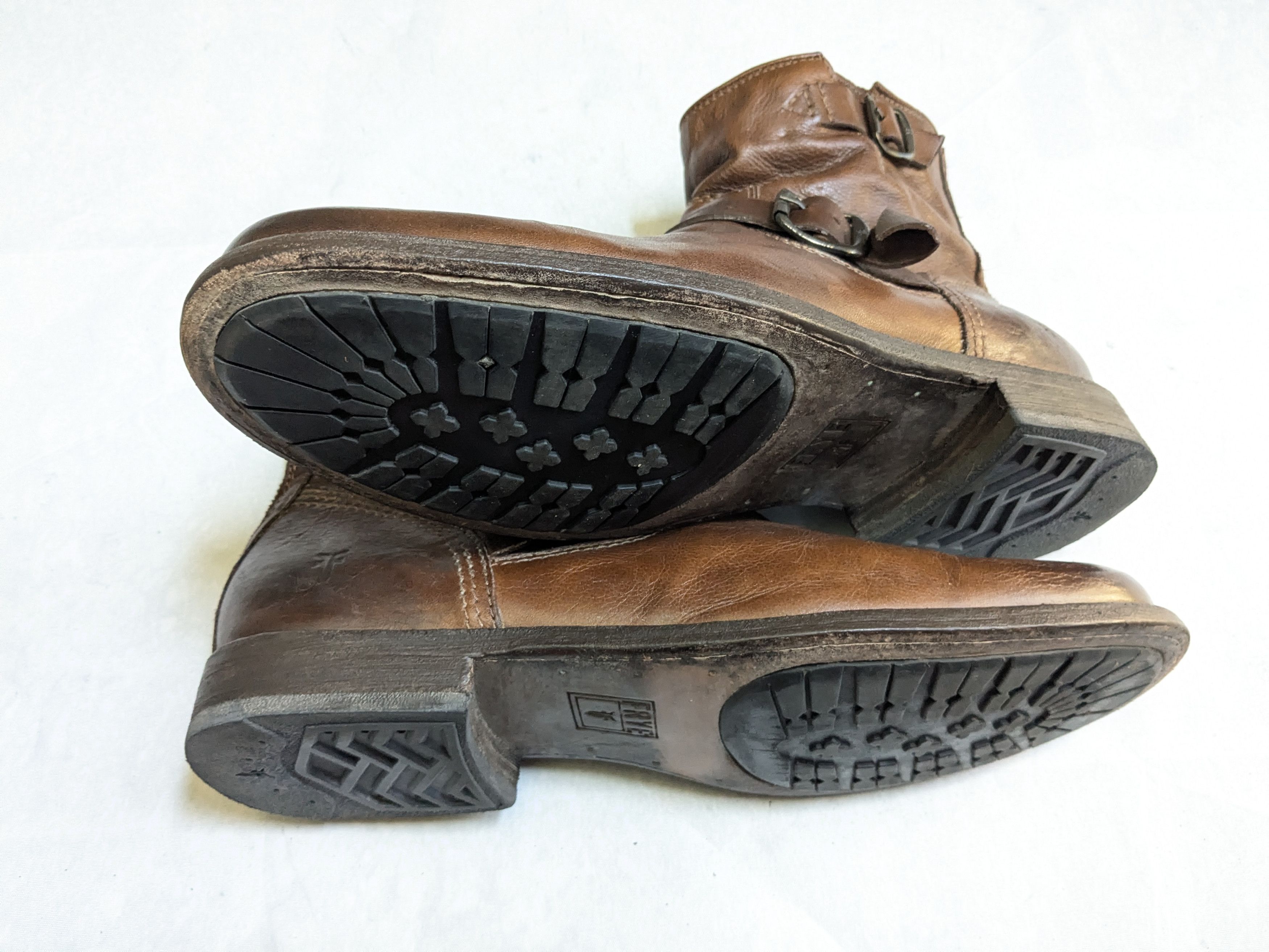 Frye Frye Engineer Boots Brown 12 D Leather Buckle Strap Size US 12 / EU 45 - 18 Thumbnail