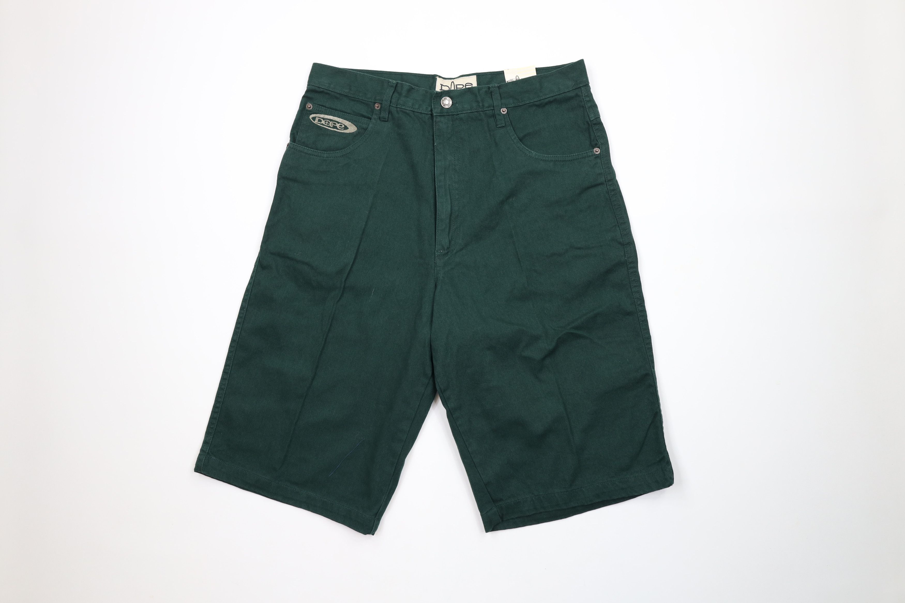 Vintage NOS Vintage 90s Streetwear Fit Denim Shorts Jorts Green Size US 34 / EU 50 - 1 Thumbnail